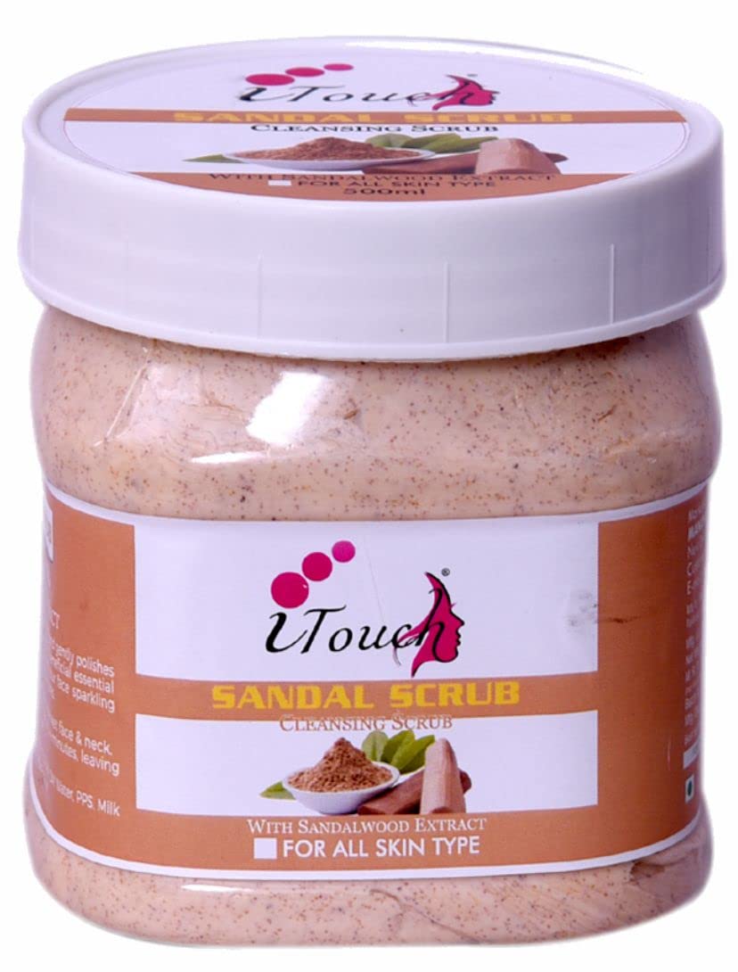 Organic Sandalwood Scrub for Face & Body – 500ml Deep Exfoliating Cleanser | Dead Skin & Blackhead Remover | Brightening & Revitalizing Treatment | Perfect for Spa Day & At-Home Skincare Routine
