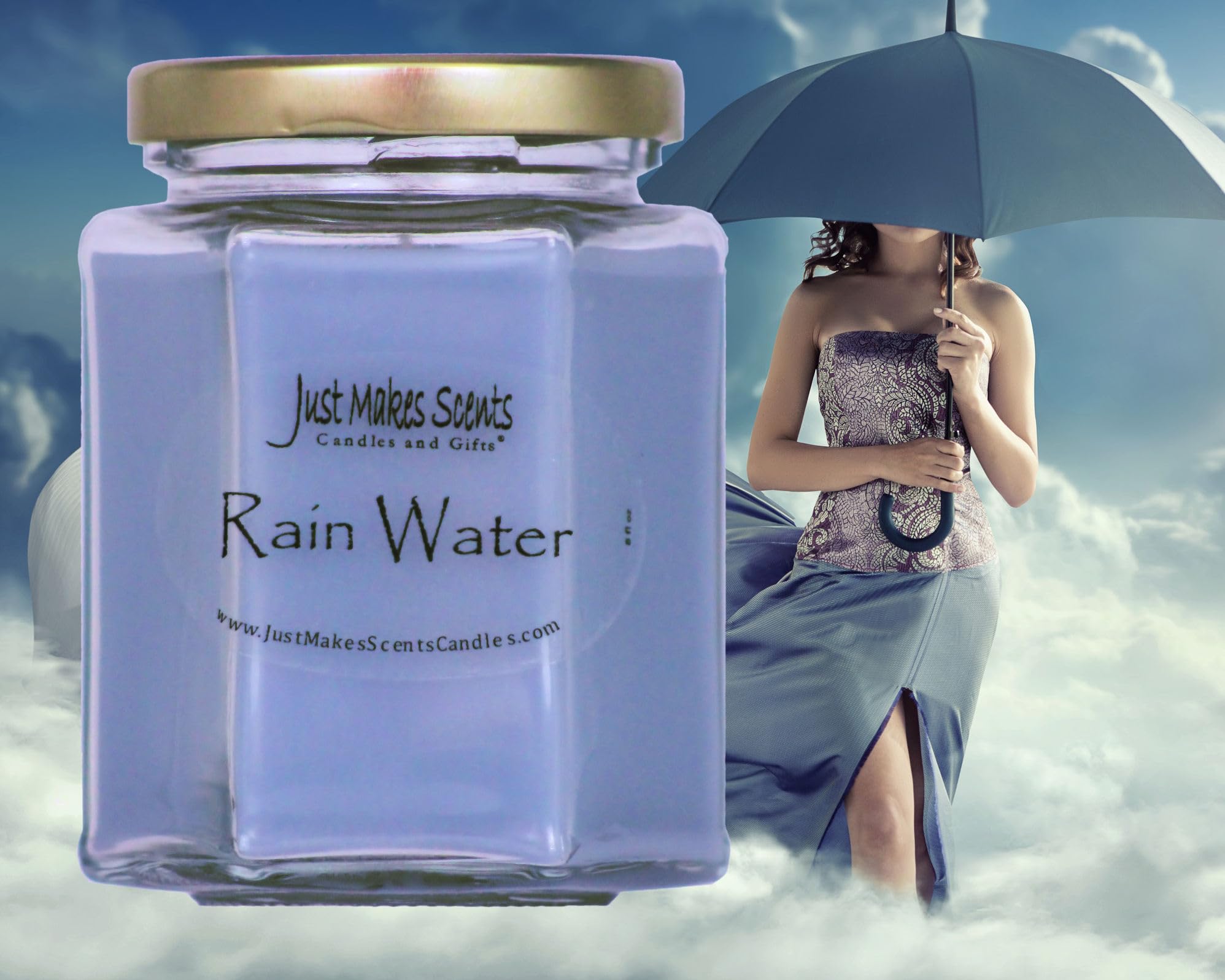 Just Makes Scents Rain Water Scented Soy Candle | Fresh & Clean Aroma | Hand-Poured in USA | Home Decor, Relaxation & Aromatherapy Gift