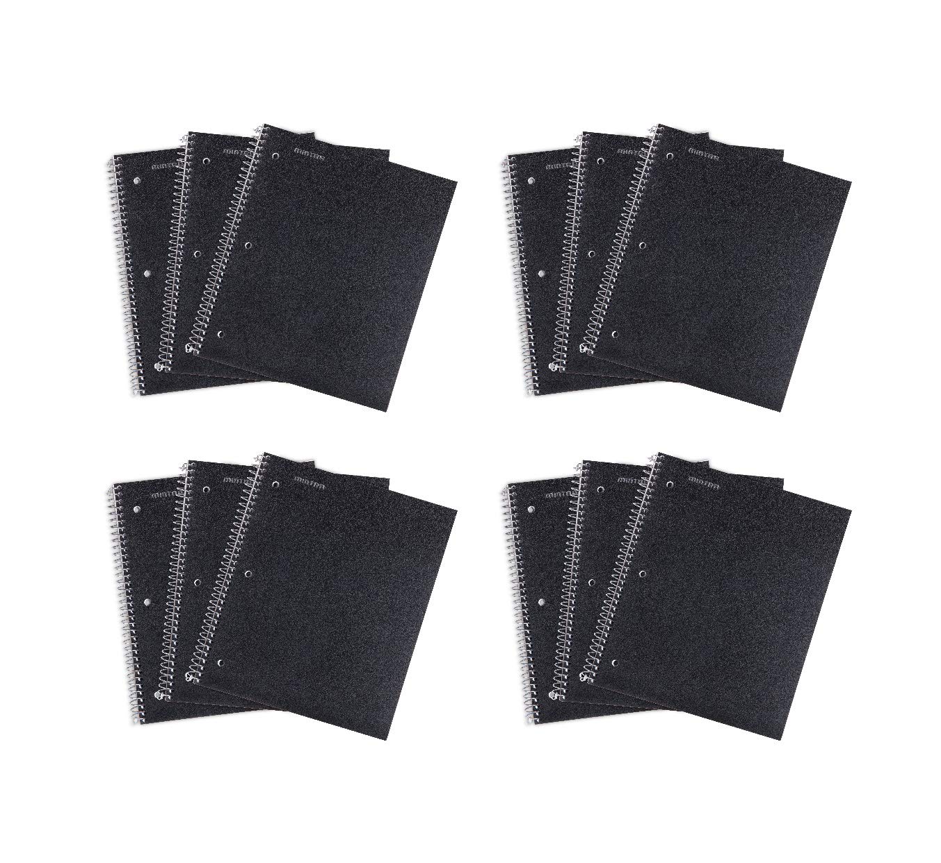 Mintra Durable Spiral Notebook 1 Subject - College Ruled 100 Sheets with Poly Pocket & Moisture Resistant Cover (12 Pack, Black) for School, Office & Professional Use - Perfect for Note Taking, Journaling & Business Meetings