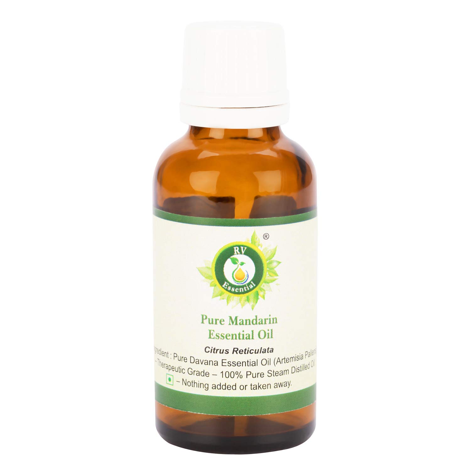 100% Pure Natural Mandarin Essential Oil (Citrus Reticulata) - Steam Distilled, Therapeutic Grade - 15ml (0.507oz) for Aromatherapy, Diffusers & Massage - Promotes Relaxation & Stress Relief - By R V Essential