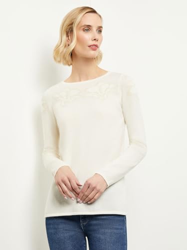 Floral Shimmer Cashmere Tunic, Ivory, Ivory
