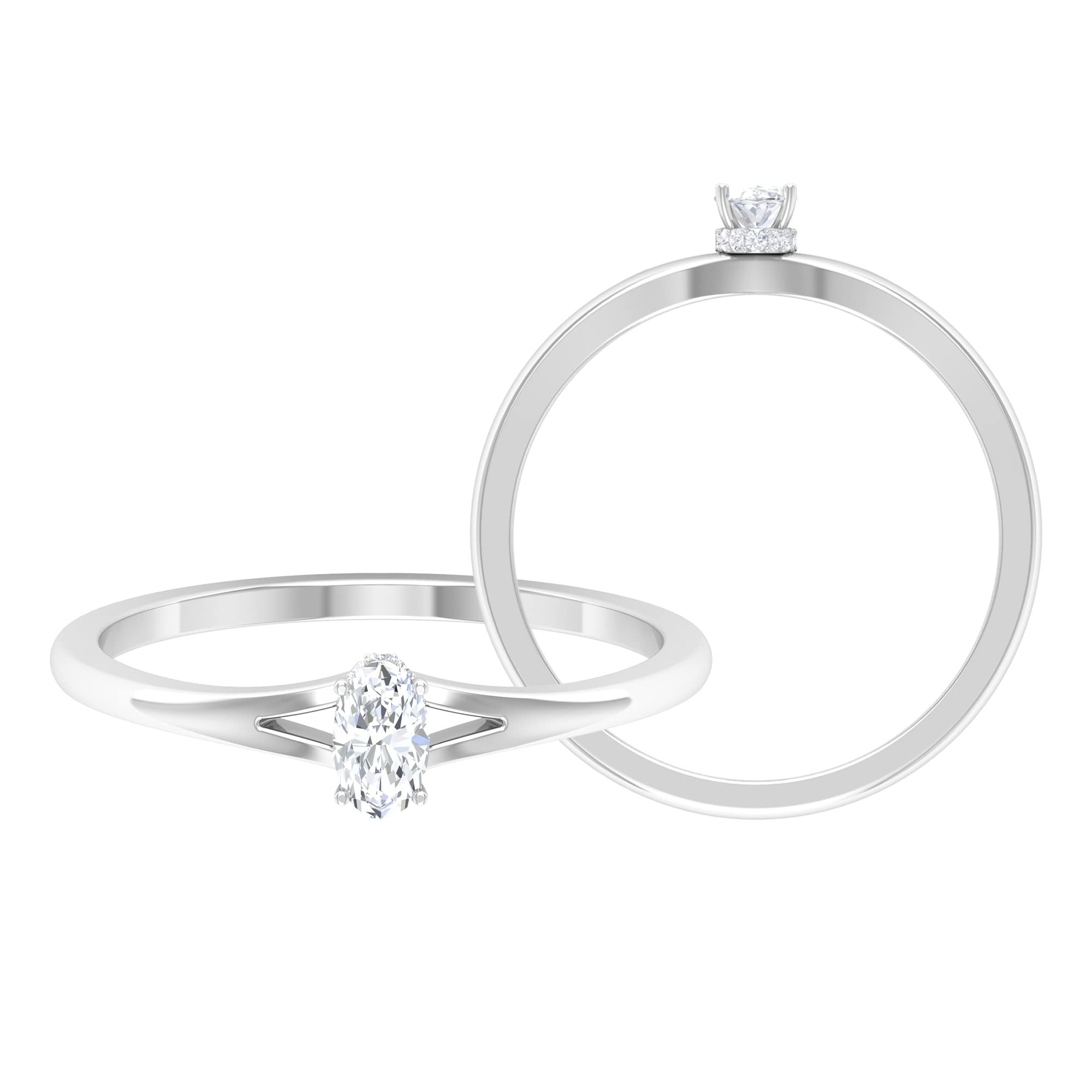 1/2 CT Oval Cut Diamond Solitaire Promise Ring for Women - April Birthstone Ring in 14K Solid Gold - Perfect for Anniversaries, Engagements & Special Occasions