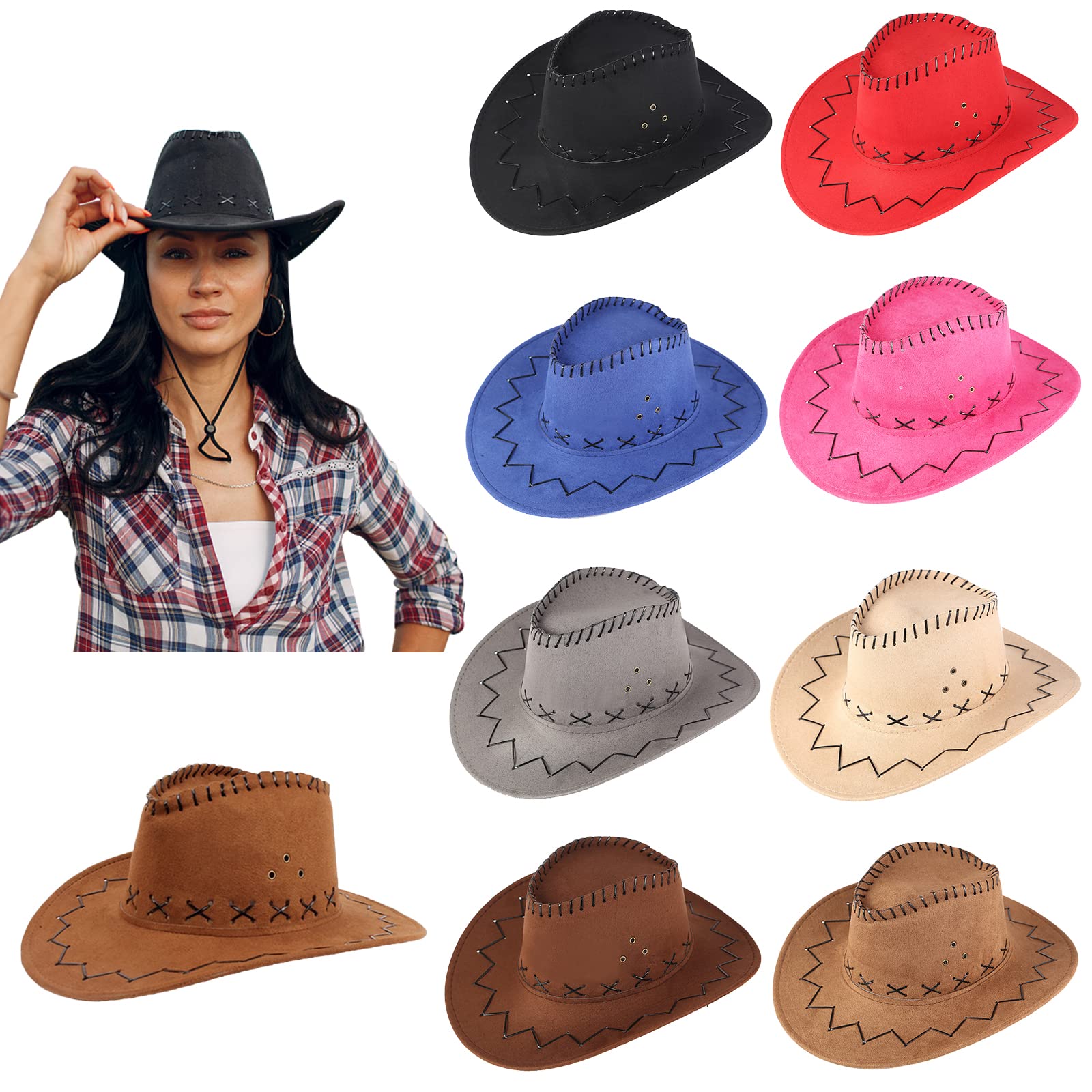 Authentic Suede Cowboy Hat for Men & Women - Wide Brim Western Style Gunslinger Hat with Felt Lining | Perfect for Rodeo, Country Music Festivals & Western Fashion Outfits