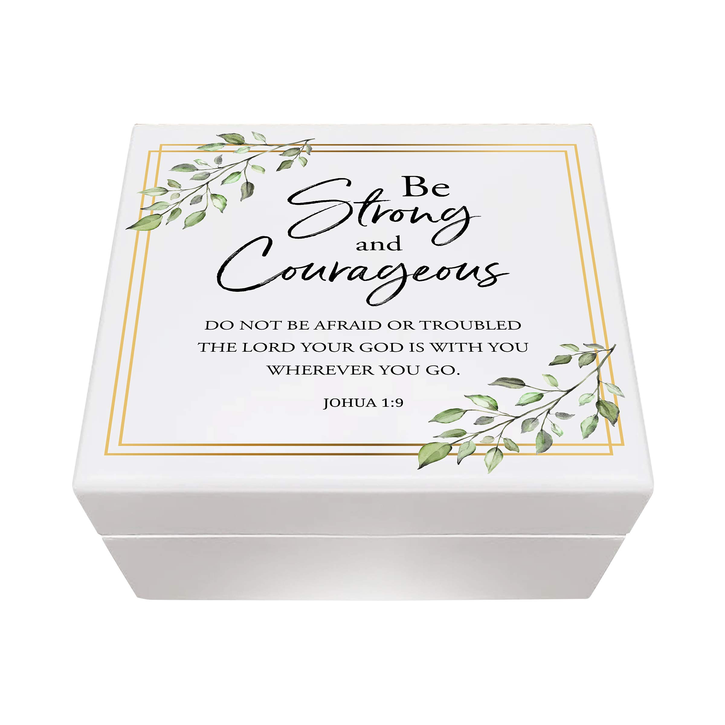 LifeSong Milestones Baptism Keepsake Jewelry Box - Elegant Jewelry Storage Gift for Godparents from Godchild, Godson or Goddaughter (Be Strong and Courageous) - Perfect for Christening, Baptism Ceremonies & Religious Gift Giving