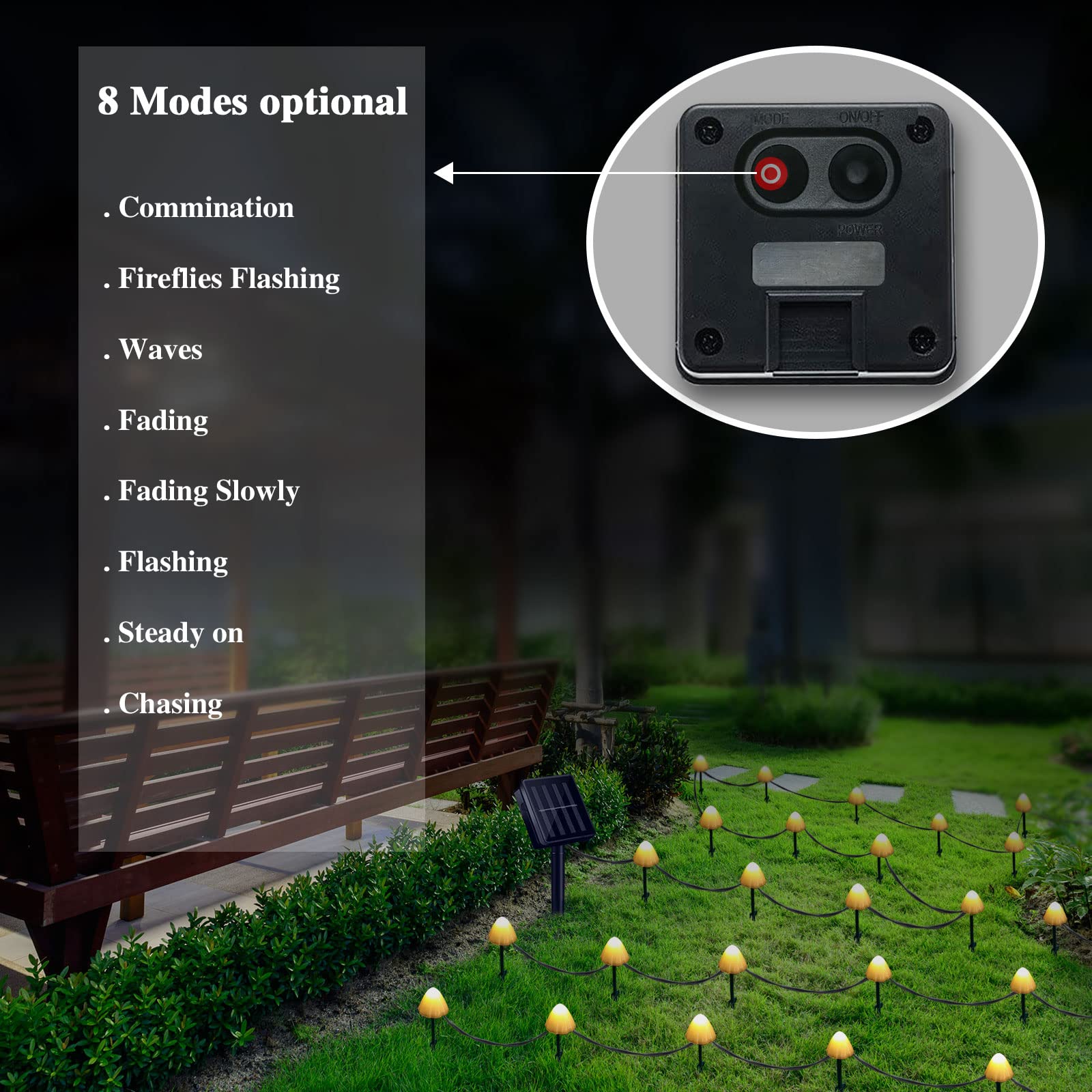 30 PCS Solar Mushroom Lights Outdoor - 8 Modes Waterproof Fairy Garden Lights with 800mAh Battery for Backyard, Wedding, Christmas Party (Warm White) | Perfect for Pathway Lighting, Garden Decoration & Holiday Festivals