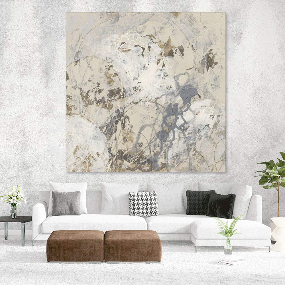 Large Modern Impasto Gesture Abstract Art Giclee Canvas Print - 72x72 Inches, Brown | Wall Decor for Living Room, Office & Bedroom