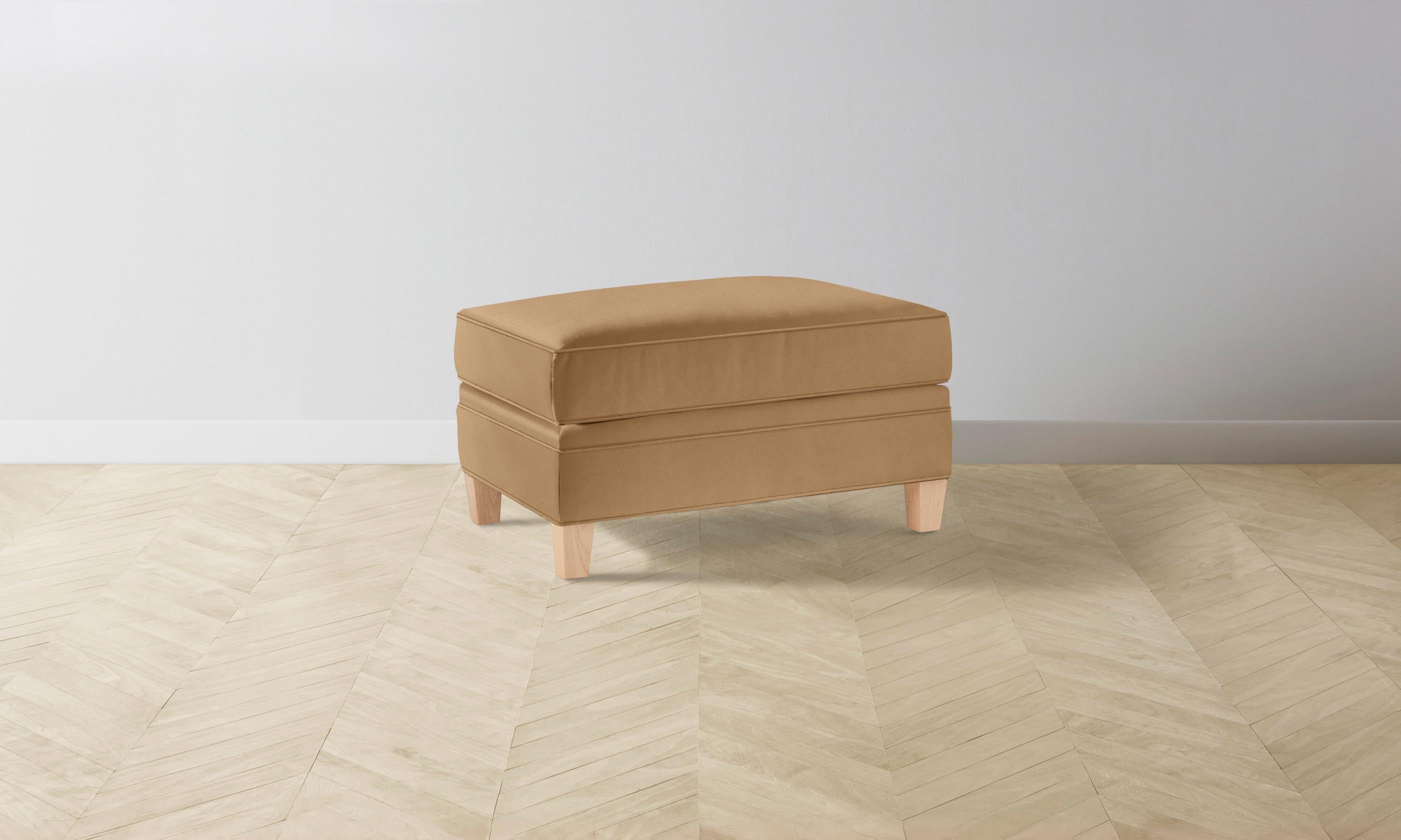 Carmine Ottoman with Pebbled Leather in Latte - Stylish Footrest & Accent Chair for Living Room, Bedroom, or Office