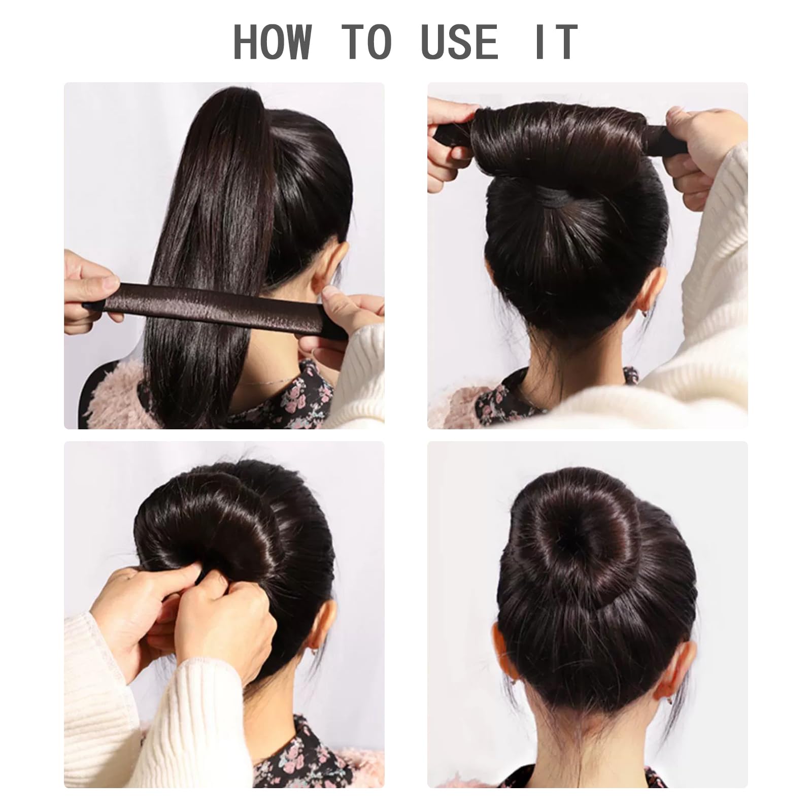 4-Piece Magic Bun Maker Set - Professional Hair Donut Tool for Ballet, Ballerina & Kids | Easy Hair Styling for Dance, School & Special Occasions (Dark Brown)