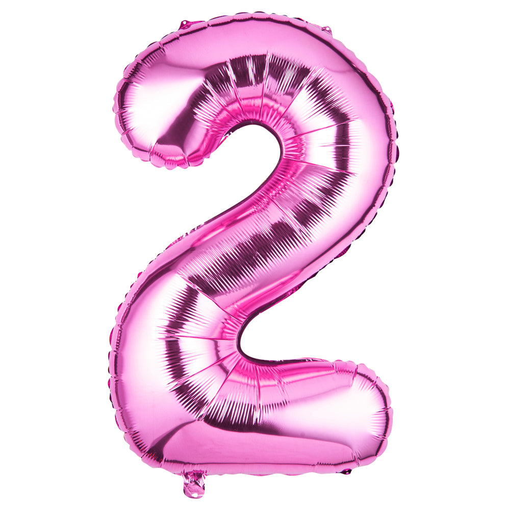 Balloonify Pink Mylar Number 2 Balloon - 40 Inch Large Foil Balloon for Birthday Party Decorations (1 Count)