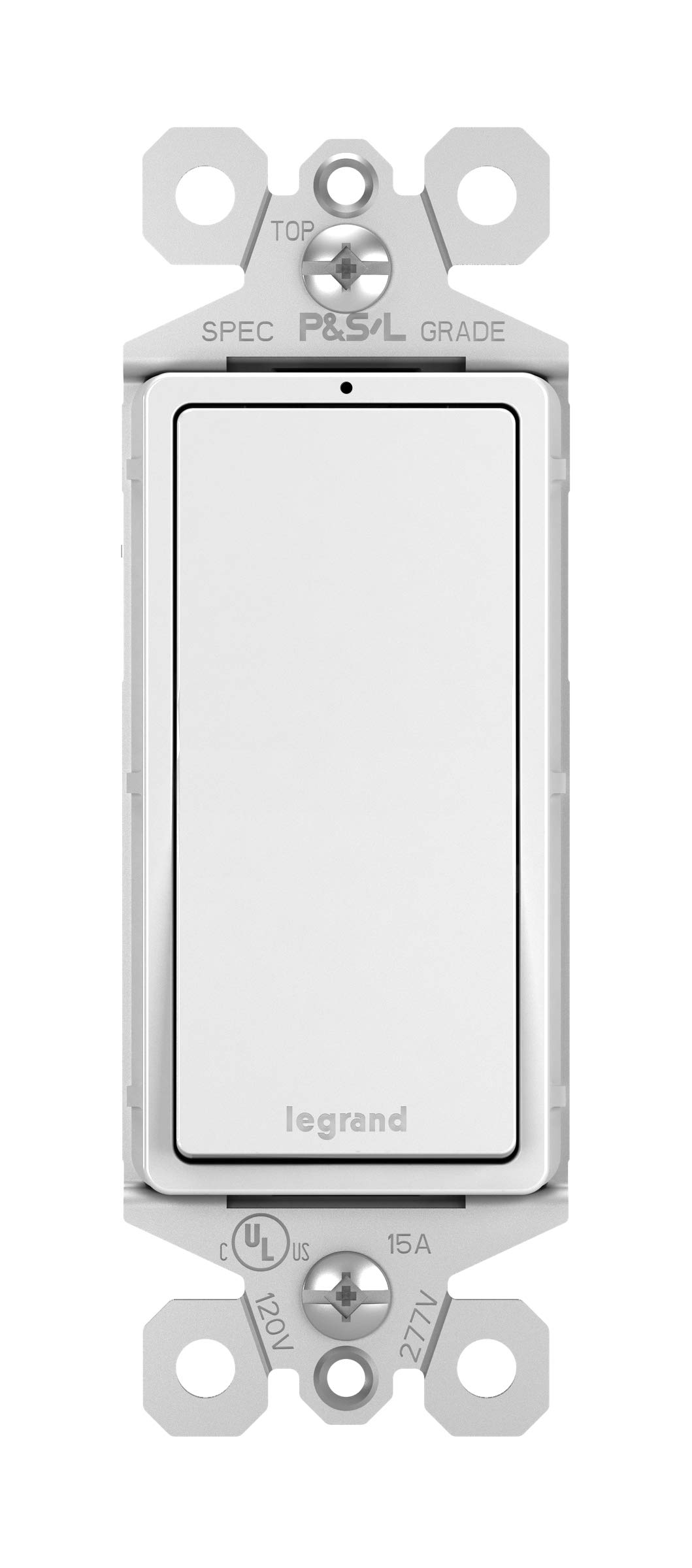 Legrand TM873WSLCC10 15 Amp 3-Way Rocker Wall Switch with Locator Light - Decorator Light Switch, White (1-Pack) - Perfect for Bedrooms, Hallways & Staircases