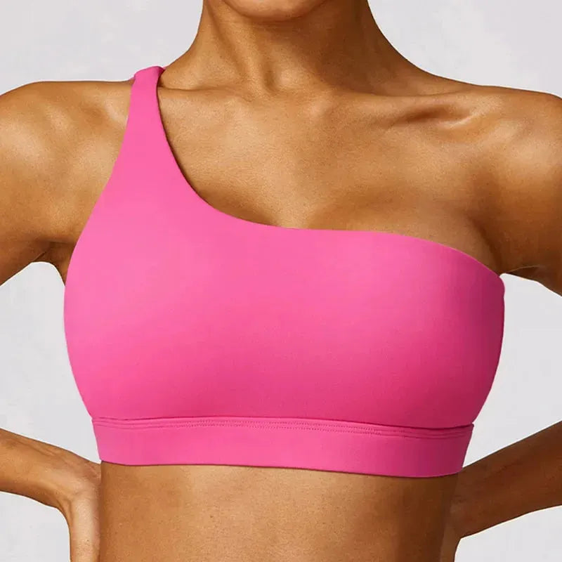 High Support One Shoulder Sports Bra for Women - Breathable Gym Bra with Shockproof Design, Backless Yoga Top for Fitness, Running & Workout - Perfect for Yoga, Pilates & High-Intensity Training