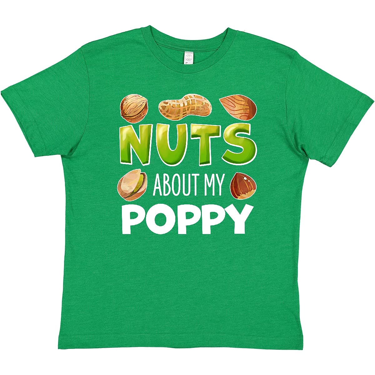 Inktastic Nuts About My Poppy Peanut Almond Pistachio Youth T-Shirt - Funny Nut Lover Graphic Tee for Kids & Teens - Perfect for Family Reunions, School Events & Casual Wear