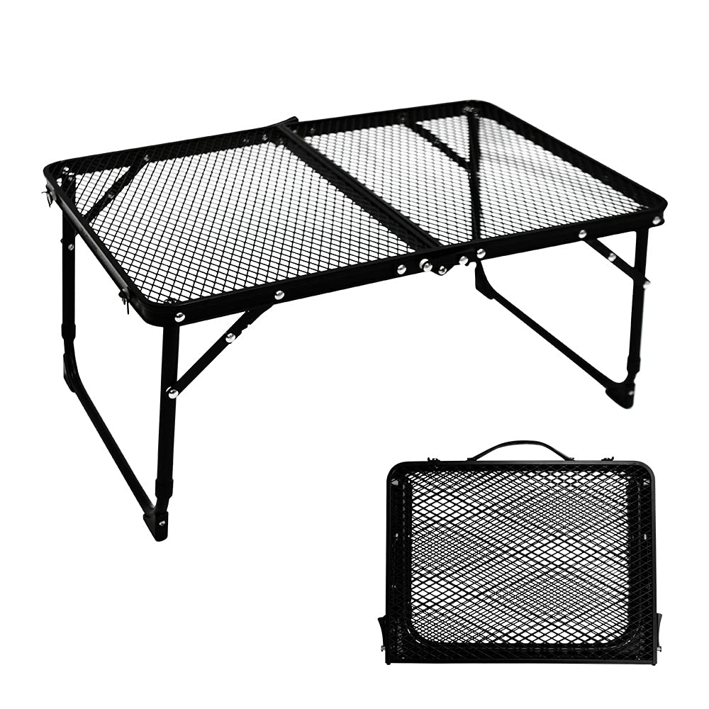 Portable Camping Table - Small Foldable Adjustable Picnic Table for Outdoor, Beach, BBQ & Grilling | Lightweight Compact Design for Camping, Travel & Backyard Use
