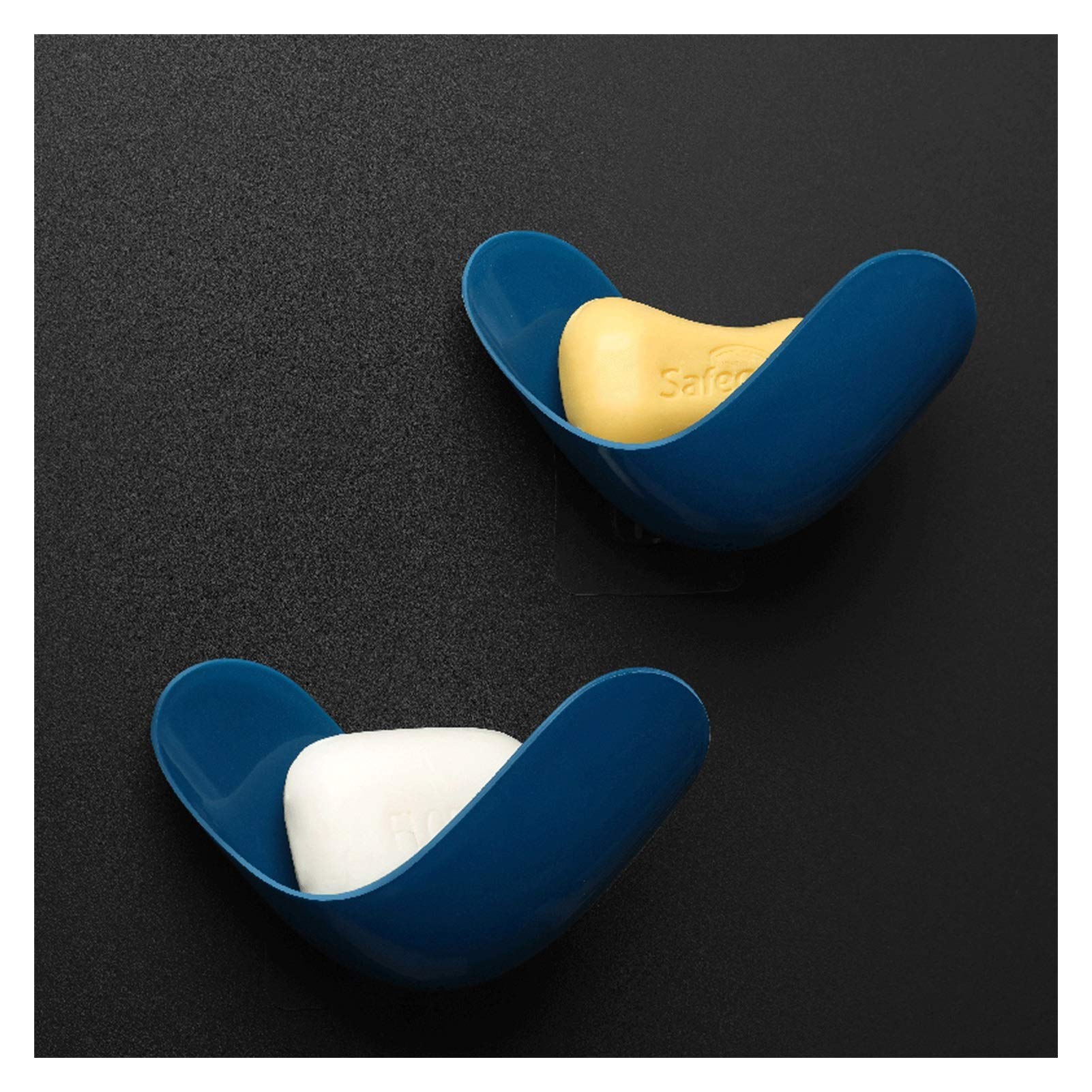 Kaijunshop Wall-Mounted Soap Dish - Elegant Non-Perforated Plastic Soap Holder with Drain for Bathroom & Kitchen (2-Pack, Color H) - Perfect for Showers, Sinks, and Countertop Organization