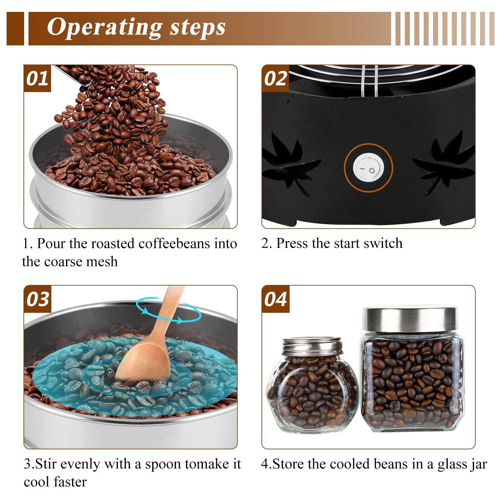 Premium JIAWANSHUN Electric Coffee Roaster & Bean Cooler - Home & Commercial Coffee Roasting Machine for Fresh Artisan Coffee - Perfect for Coffee Shops, Cafes & Home Baristas