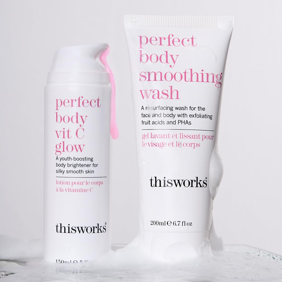 ThisWorks Perfect Body Vitamin C Glow Body Cream & Moisturizer - 5oz (150ml) Hydrating & Brightening Lotion for Dry Skin - Ideal for Daily Use & Post-Shower Hydration