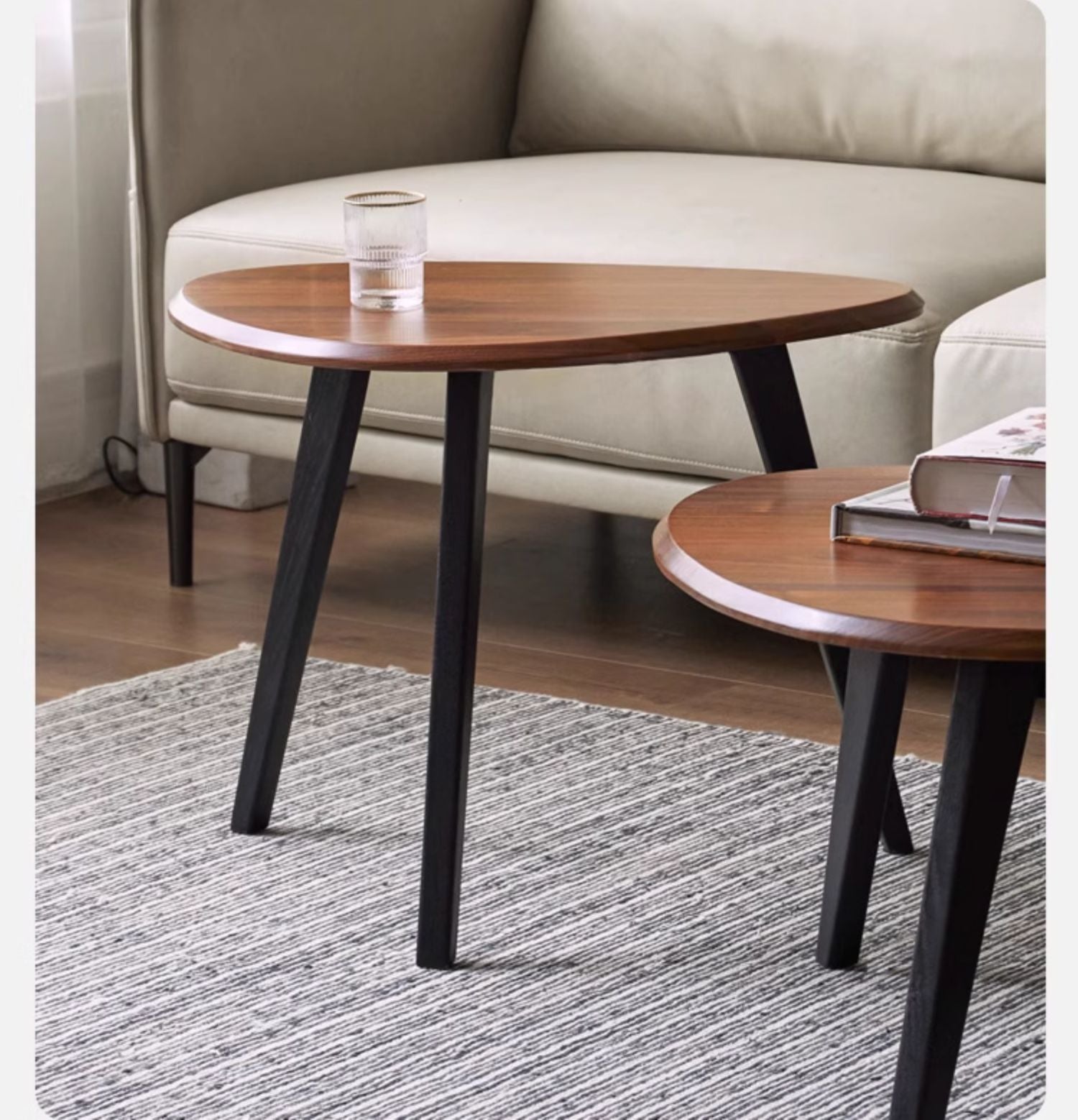 Solid Black Walnut Wood Coffee Table - Handcrafted Modern Living Room Furniture for Home Decor & Entertaining