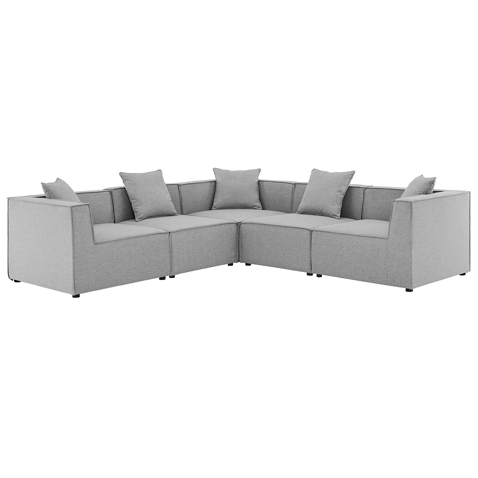 Modern Grey Fabric Lounge Sectional Sofa Set for Outdoor Patio, Balcony, Cafe, Bistro, Garden, and Hotel – Perfect for Relaxing and Entertaining