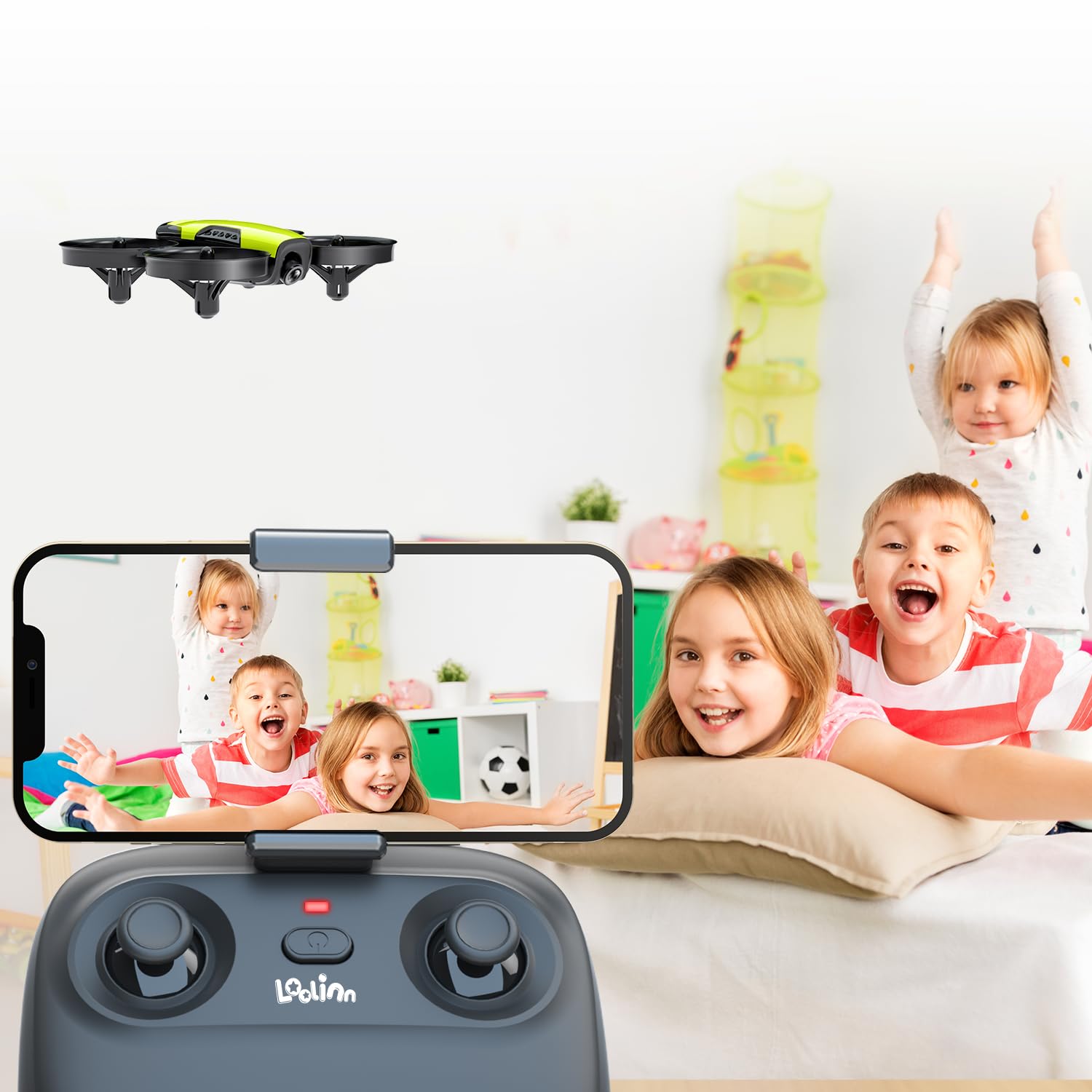 Loolinn Kids Drone with 1080P HD Camera - 90° Adjustable Angle, Altitude Hold, One Key Takeoff/Landing, 3 Batteries - Perfect Birthday Gift for Boys & Girls, Indoor/Outdoor Flying Toy for Beginners