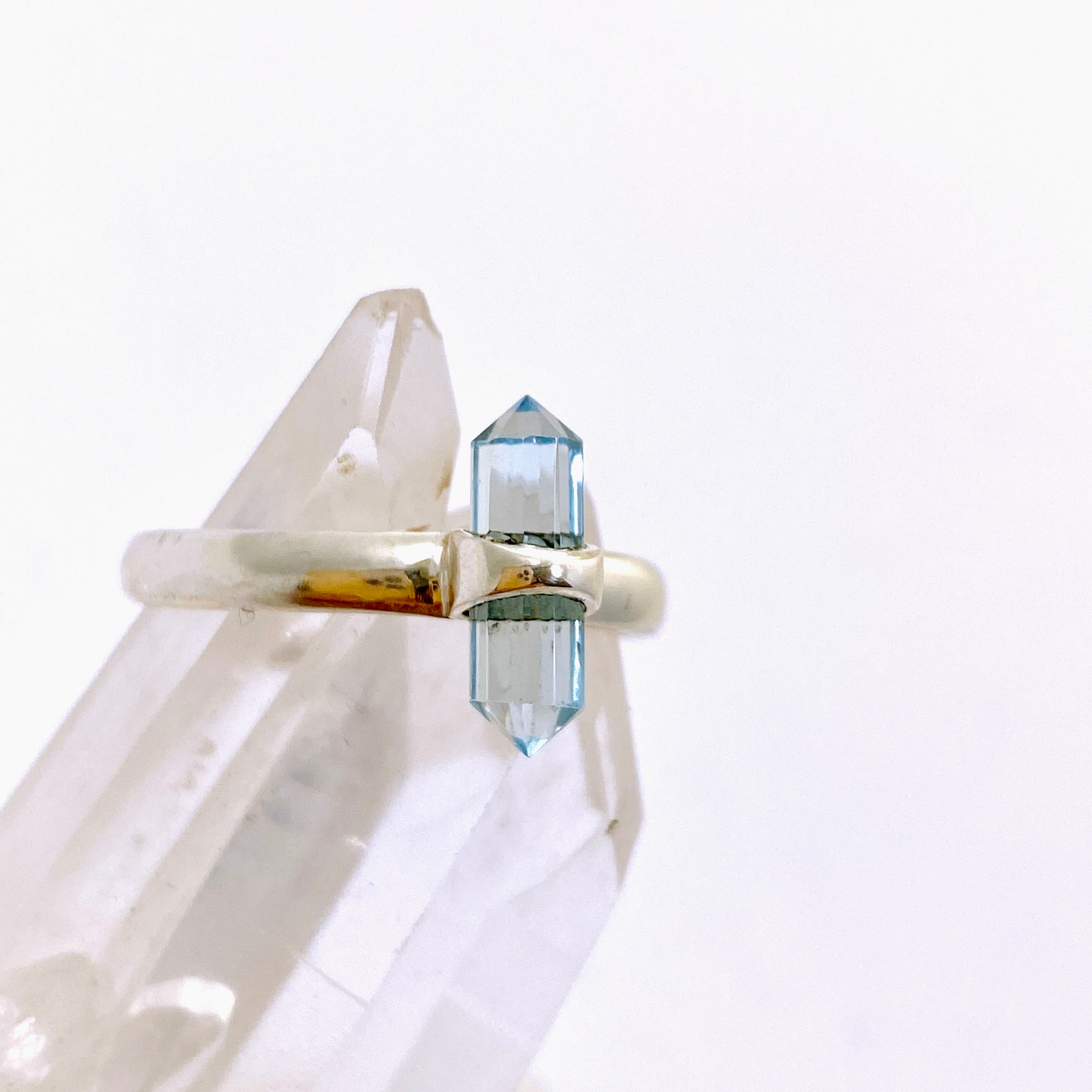 Blue Topaz Double Point Ring - 925 Sterling Silver, Size 6, RRR 26 | Elegant Dainty Jewelry for Women, Perfect for Engagement, Anniversary & Everyday Wear