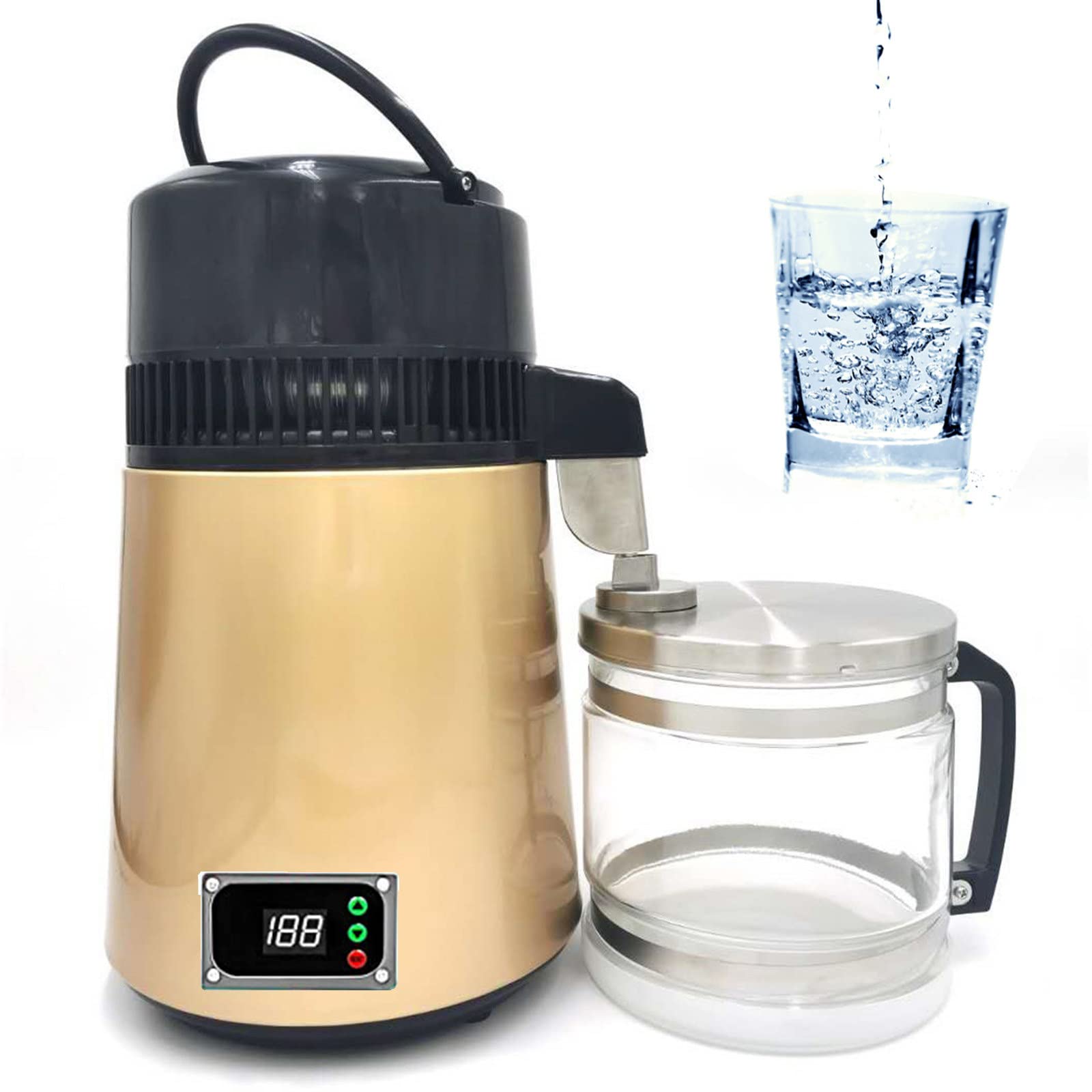 XYEJL 750W Stainless Steel Water Distiller for Home & Office - Countertop Distilled Water Maker with Digital Display | Pure Water for Drinking, Cooking, Baby Formula & Appliances