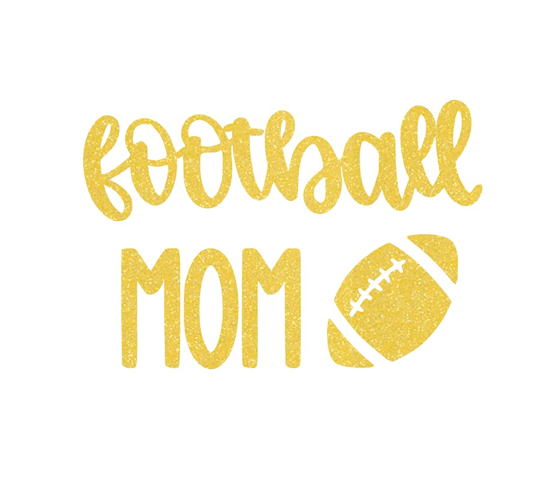 Football Mom Iron On Decal - Custom Vinyl Applique for T-Shirts & Fabric - Sports Team Patch Transfer for DIY Gifts & Apparel (Sugar Lemon Glitter) - Perfect for Game Day, Team Spirit & Mom Support