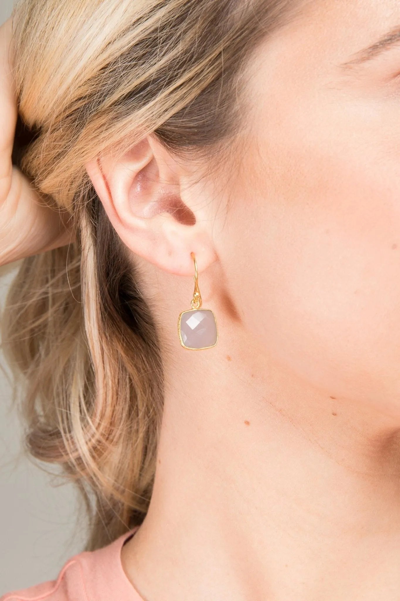Moonstone Stud Earrings for Women - Dainty Cushion Cut Gemstone Jewelry - Perfect for Everyday Wear & Special Occasions