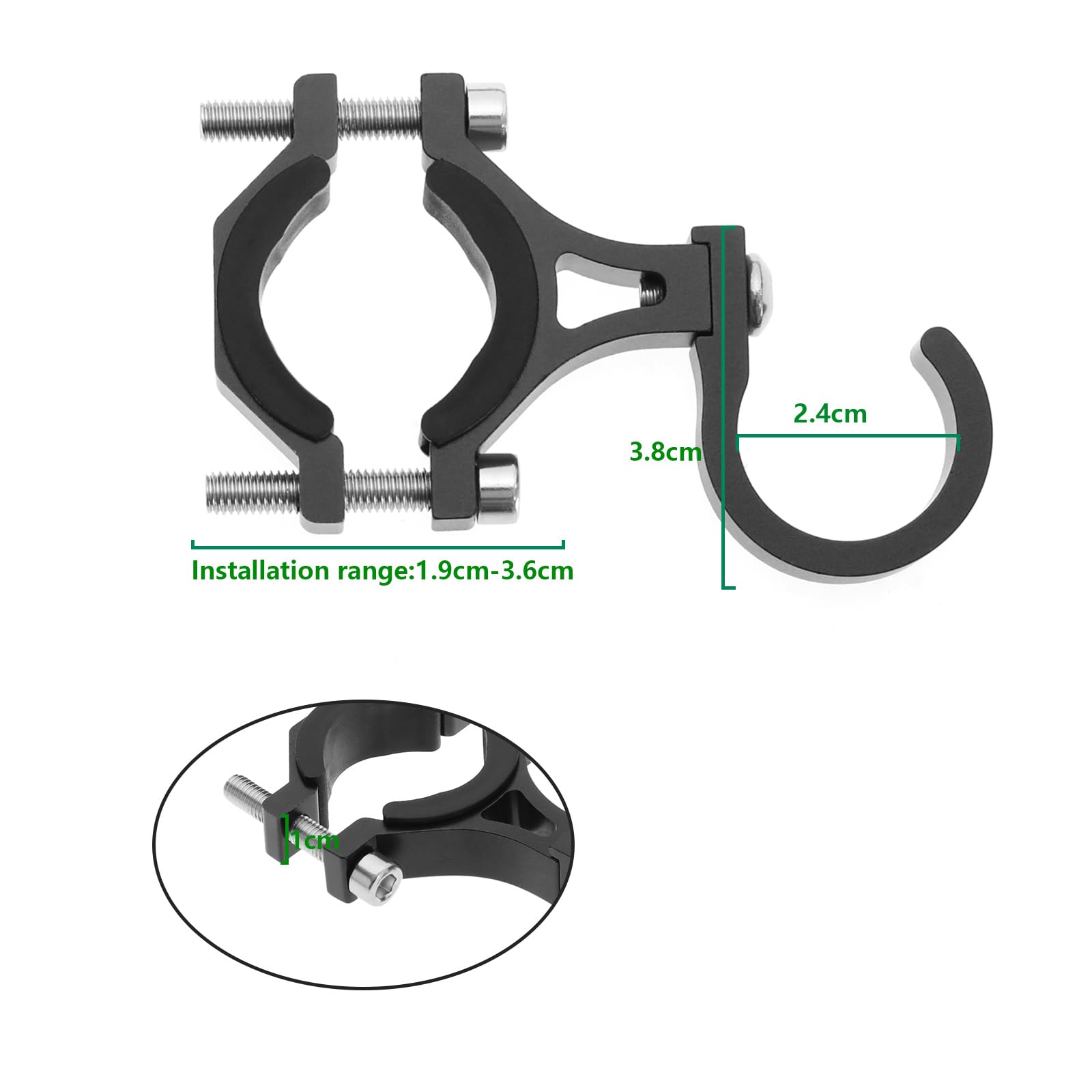 Universal Aluminum Scooter Hook - Heavy Duty Hanger for Electric Scooters, Bikes & Motorcycles | Durable Black Accessory for Garage, Shed & Outdoor Storage