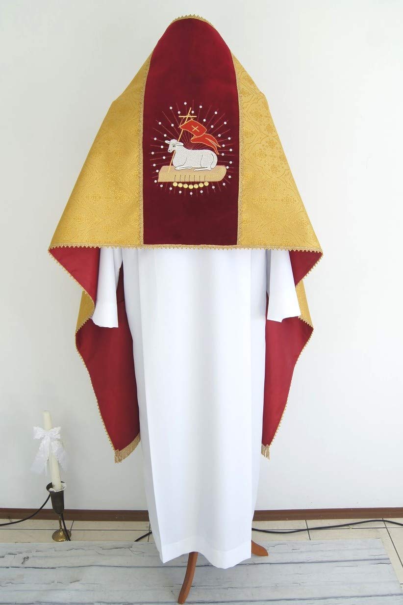 Embroidered Humeral Veil with Lining - Premium Vestment for Catholic Mass & Religious Ceremonies