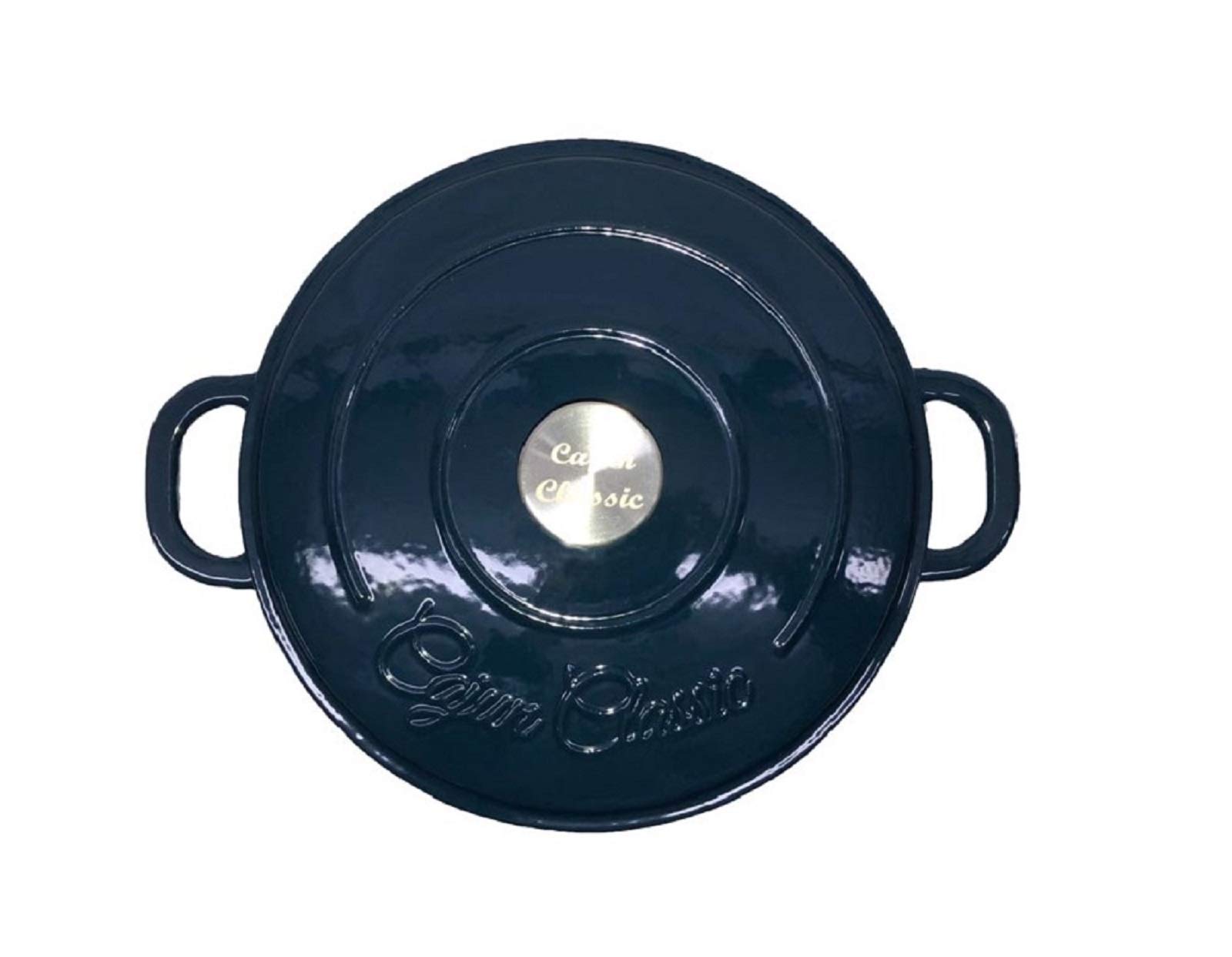 5Qt Navy Blue Enameled Cast Iron Dutch Oven with Silver Knob - Perfect for Braising, Stewing, Baking & Slow Cooking Soups
