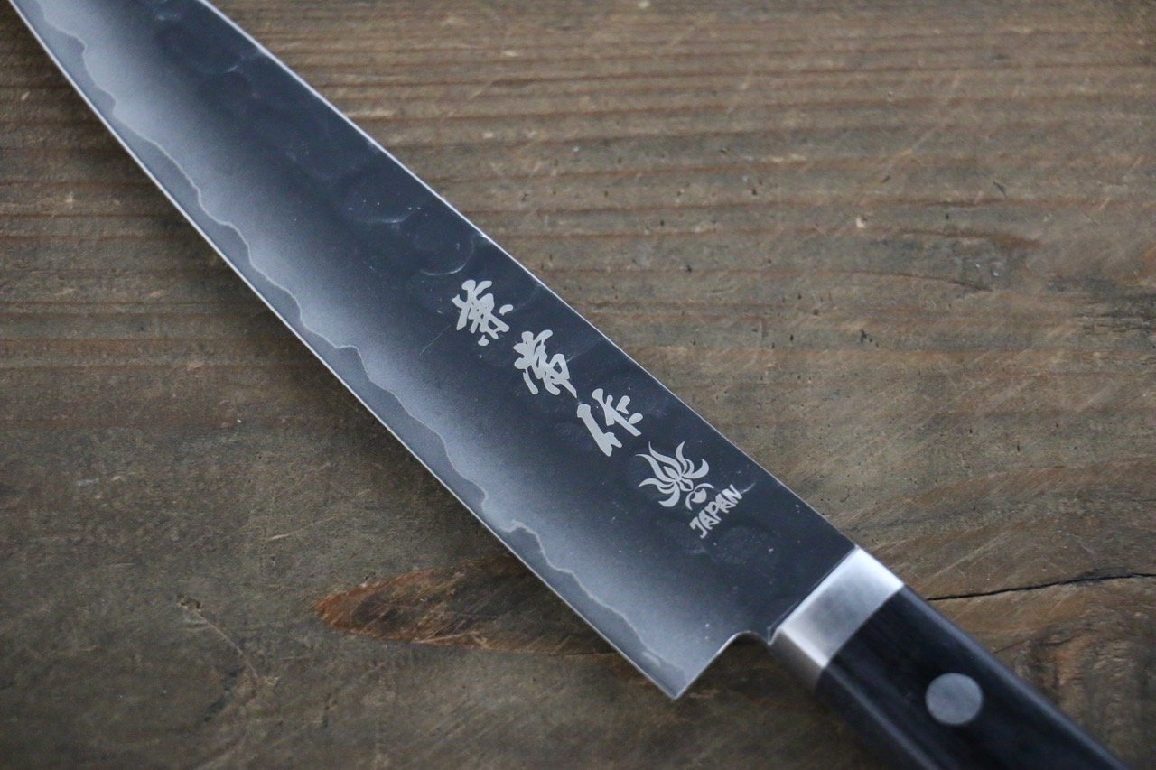 Kanetsune VG1 Hammered Petty Utility Knife 135mm - Japanese Pakkawood Handle - Perfect for Slicing Fruits, Vegetables & Small Kitchen Tasks