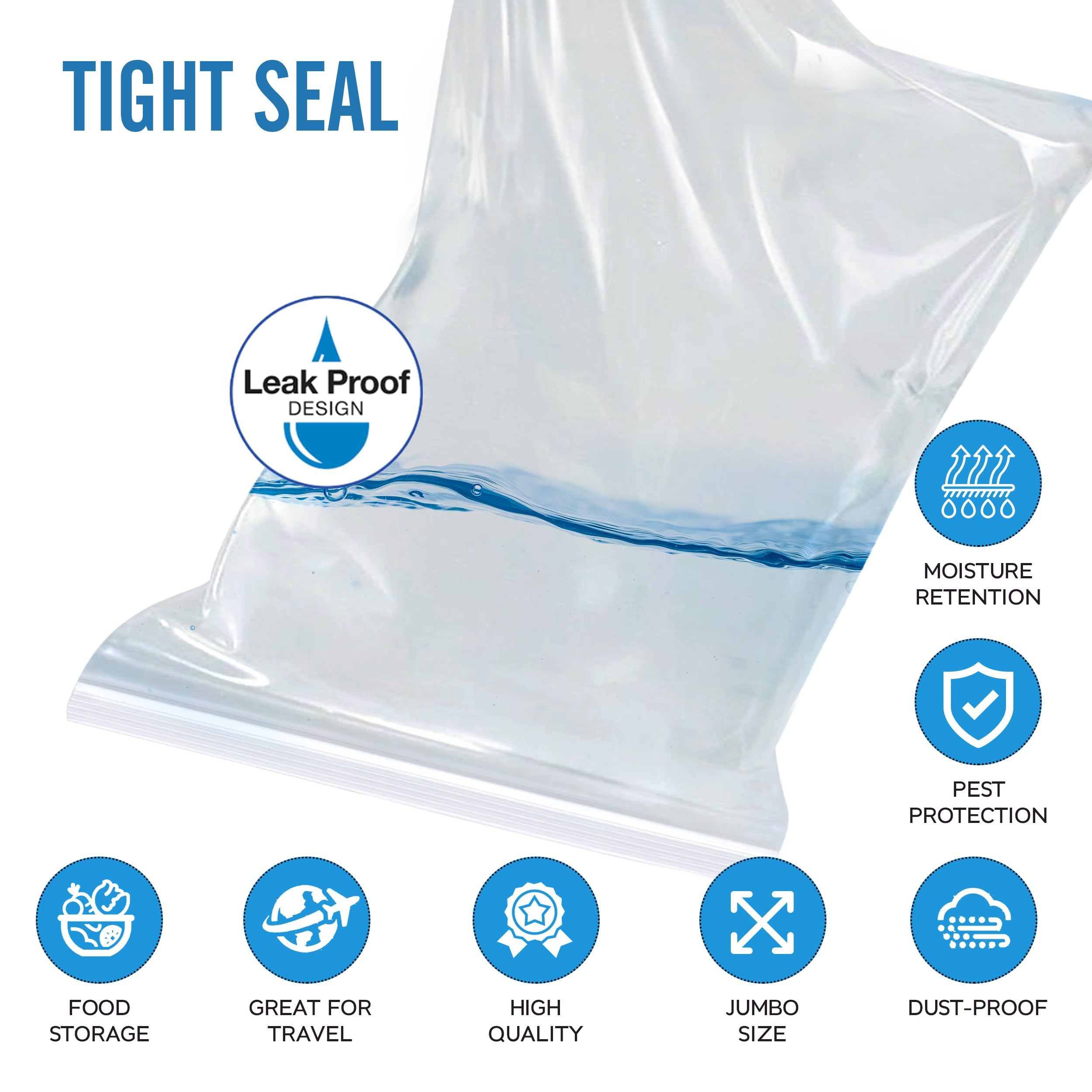 [20 Pack] 3.5 Gallon Large Clear Storage Bags 16