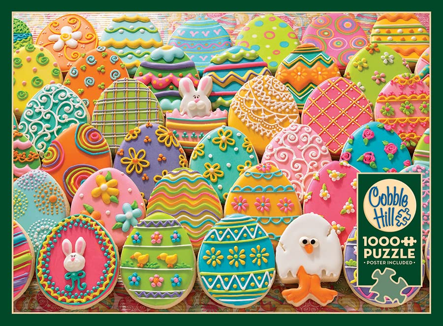 Cobble Hill 1000-Piece Easter Eggs Puzzle with Poster - Family Game Night