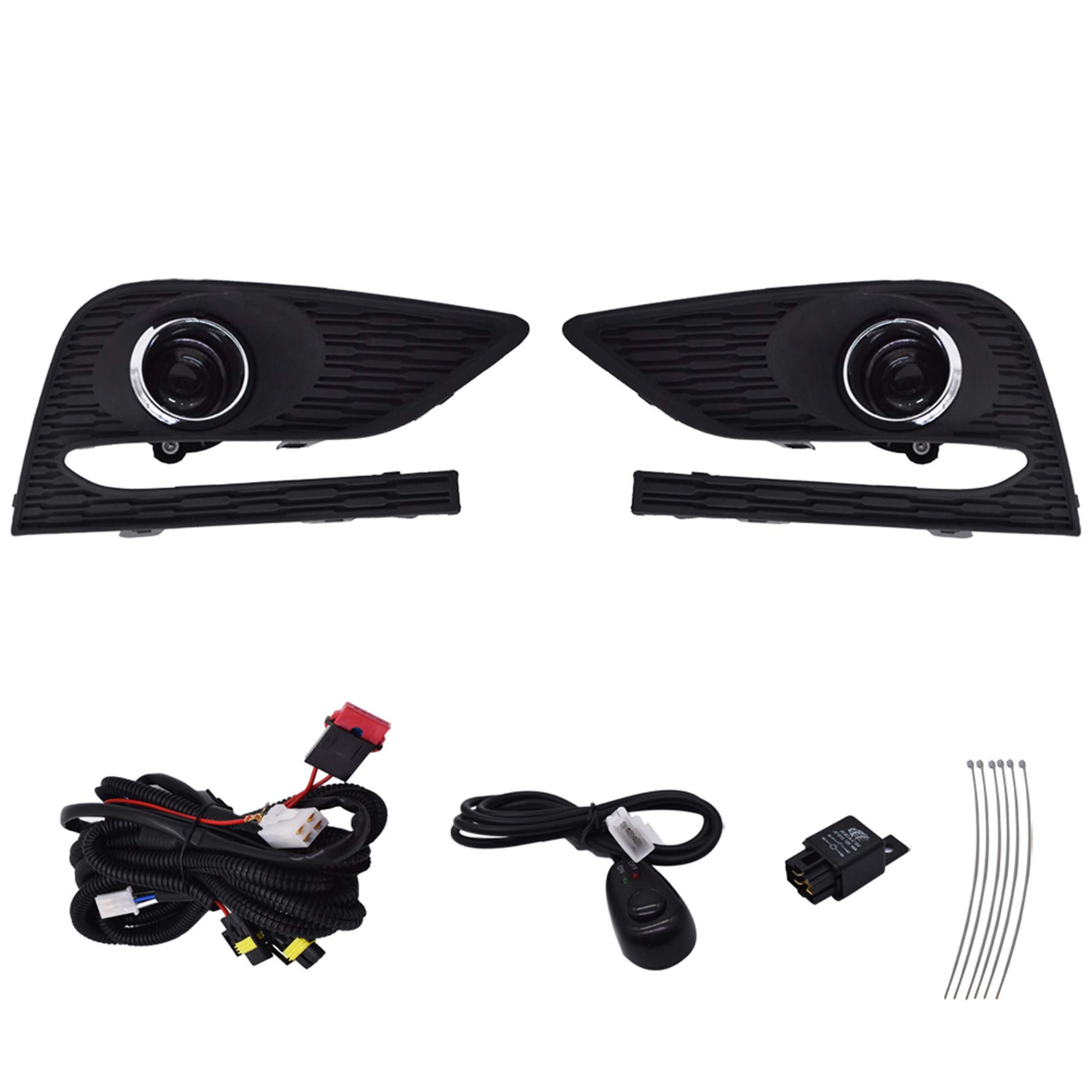 2016-2018 Chevy Cruze Fog Light Assembly Kit - Driver & Passenger Side Replacement with Bumper Covers & Wiring Harness Switch | Durable LED Fog Lights for Night Driving & Inclement Weather