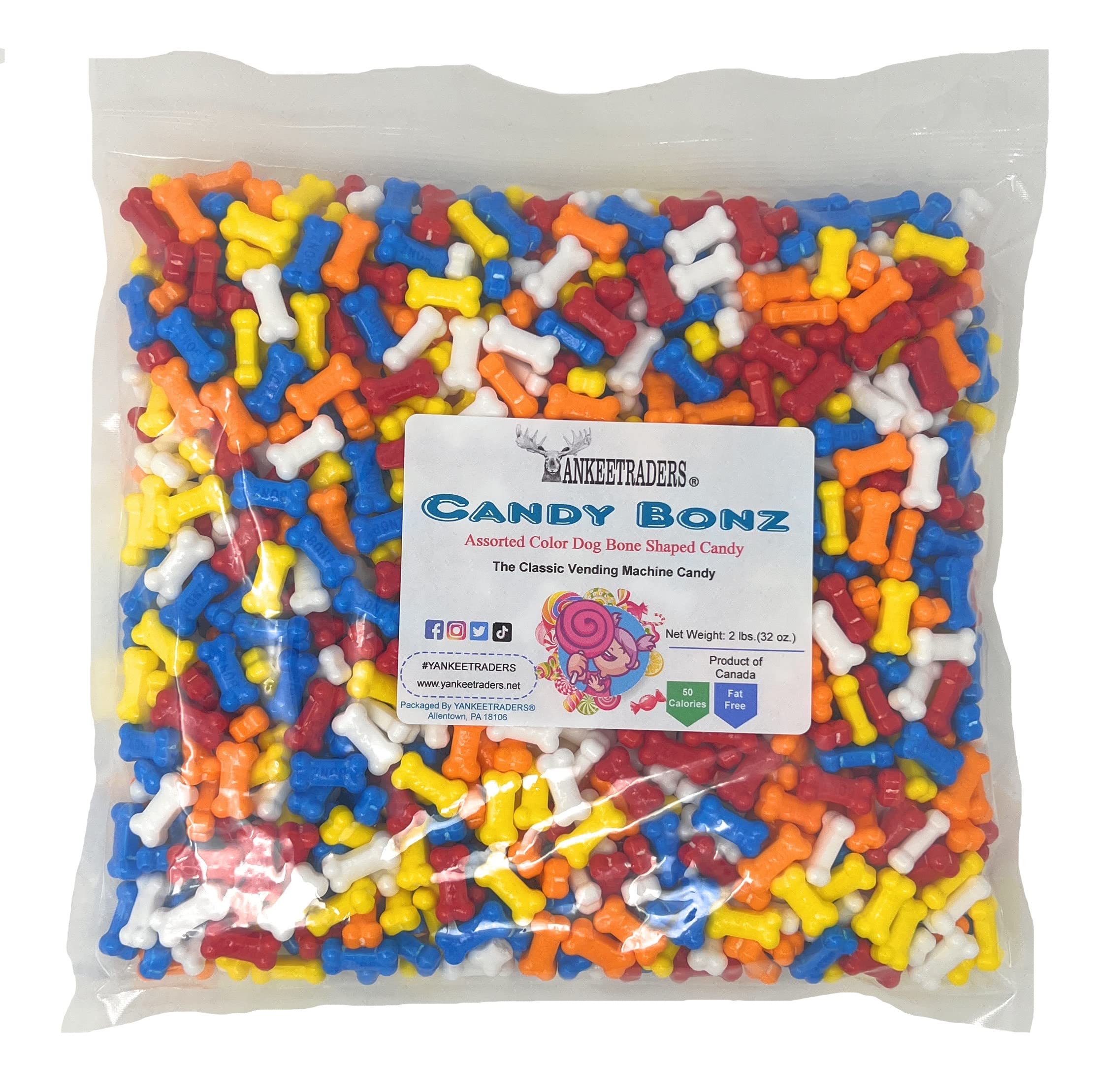 Bonz Assorted Dog Bone Shaped Candy - 2 Pound Bulk Pack | Perfect for Birthday Parties, Halloween Treats & Pet-Themed Events