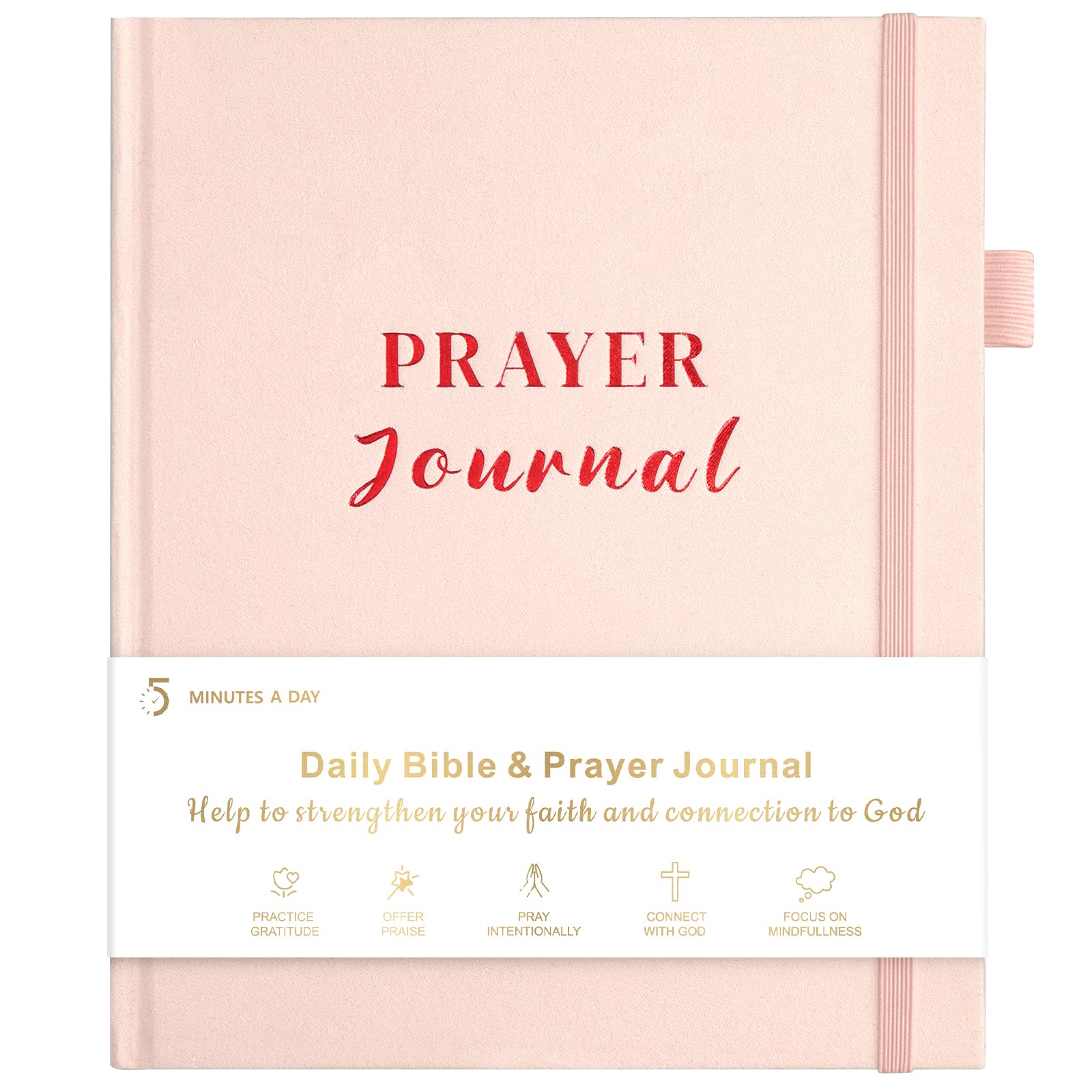 Christian Prayer Journal for Women & Men - Daily Devotional Bible Study Notebook with Guided Prompts, 120 Days (7.5 x 9 Inch, Pink) - Perfect for Quiet Time, Bible Study Groups & Spiritual Gift Giving