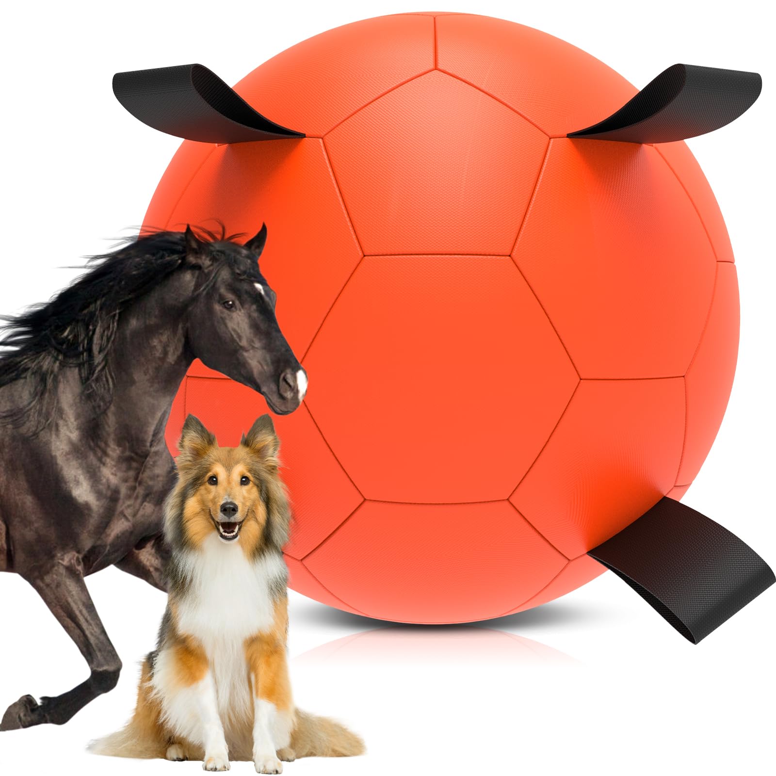 QDAN 25 Inch Herding Ball for Dogs - Giant Durable Dog Toy for Australian Shepherds & Horses - Orange Exercise Ball for Outdoor Play, Training & Herding Activities