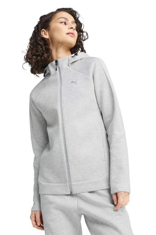 PUMA Women's EVOSTRIPE Full Zip Grey Jacket - Lightweight Running Hoodie for Outdoor Sports & Casual Wear