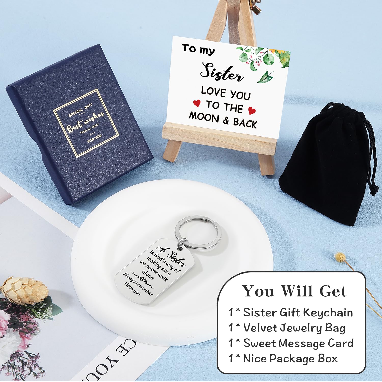 Personalized Sister Keychain Gift - Thoughtful Birthday, Christmas & Valentine's Day Present from Brother | Perfect for Keyrings, Bags & Everyday Carry