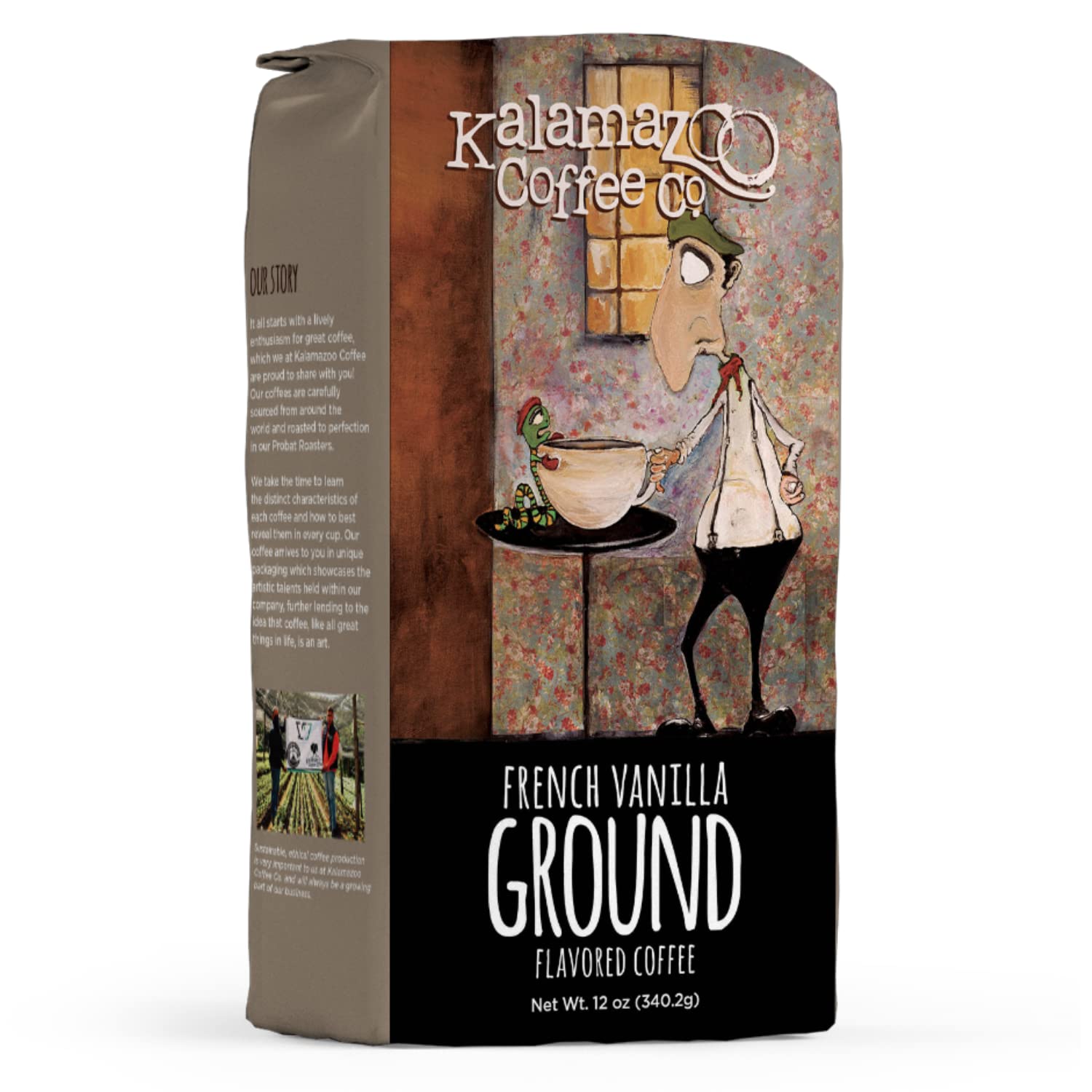 French Vanilla Ground Coffee - Silky Smooth 12oz Bag for Home & Office Brewing