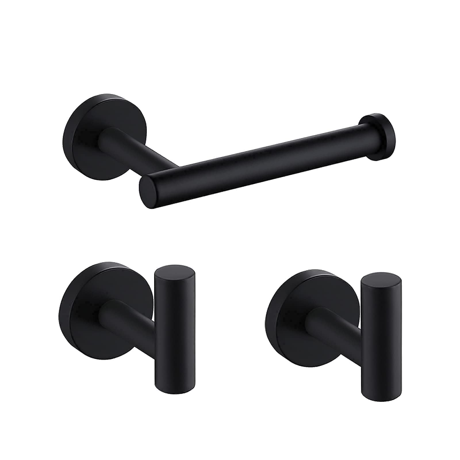 KES 2-Pack Stainless Steel Bathroom Tissue Holder & Towel Hook Set - SUS 304 Paper Roll Holder, Robe Hook for Bathroom Organization (Black) - Perfect for Modern Bathrooms, Powder Rooms & Spa Retreats