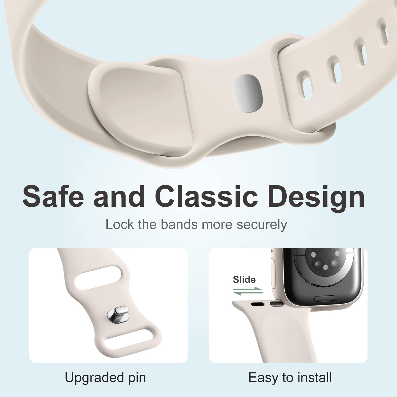 Lerobo Soft Silicone Strap Compatible with Apple Watch 38mm 40mm 41mm 45mm 44mm 42mm 46mm 49mm - Replacement Band for iWatch Series 10/9/8/7/6/5/4/3/Ultra 2/1/SE - Comfortable & Durable Wristband for Women & Men - Perfect for Workouts, Running, Swimming & Daily Wear