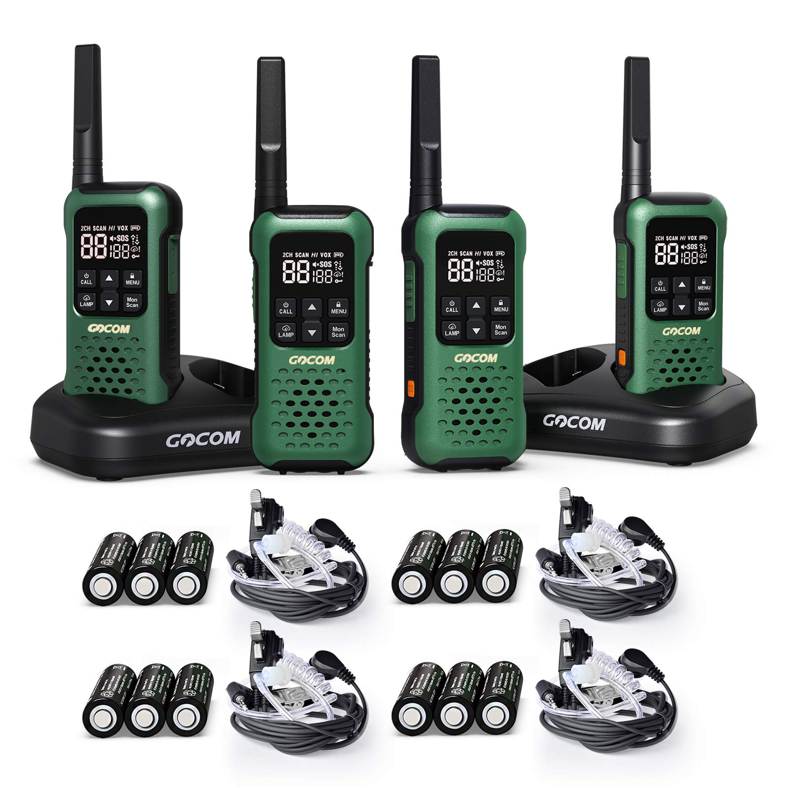 G9 Waterproof Walkie Talkies for Adults - Long Range 2 Way Radios with NOAA Weather Alert, SOS, Flashlight & Rechargeable Battery - Floating Portable Two Way Radios for Hiking, Camping, Hunting & Outdoor Adventures (4 Pack)