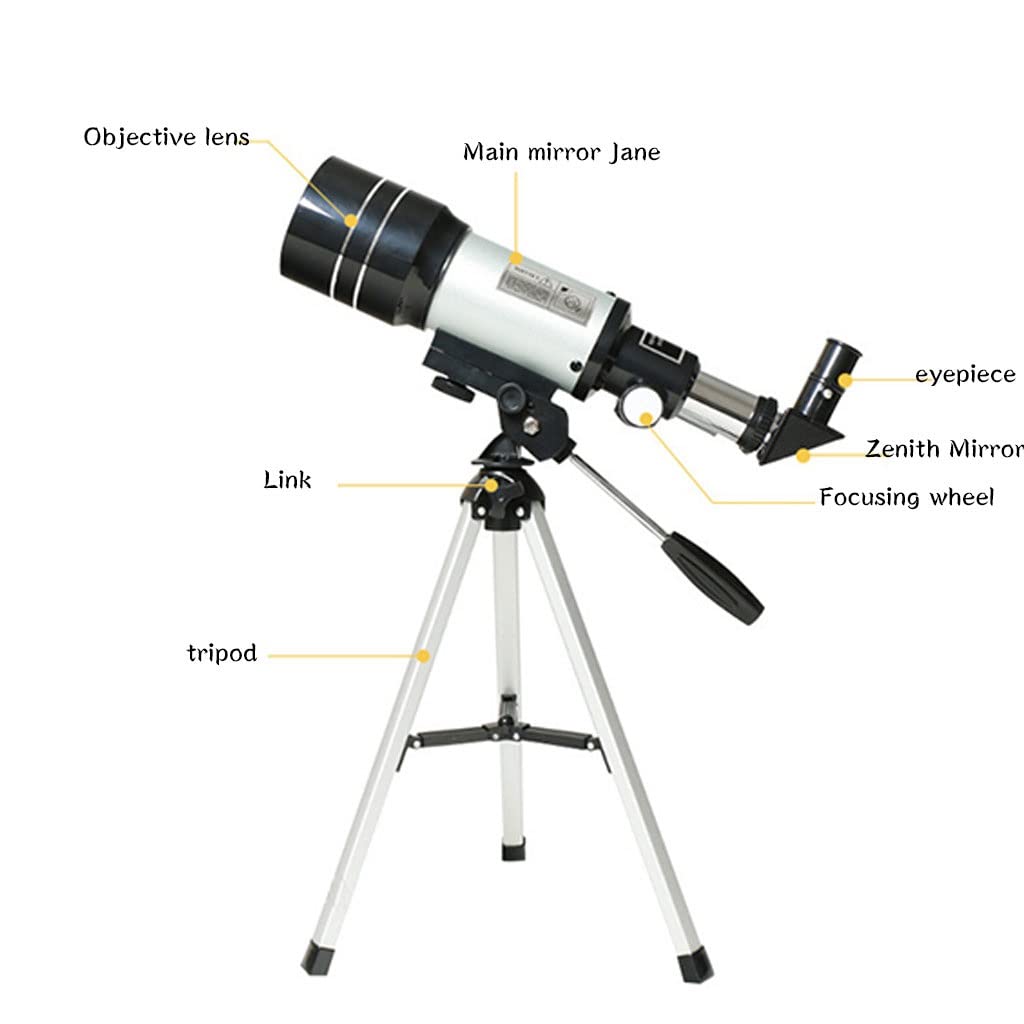 300x70mm Beginner Astronomical Telescope with Adjustable Tripod - Portable Telescope for Adults, Kids & Teens - Perfect for Stargazing, Bird Watching & Outdoor Exploration