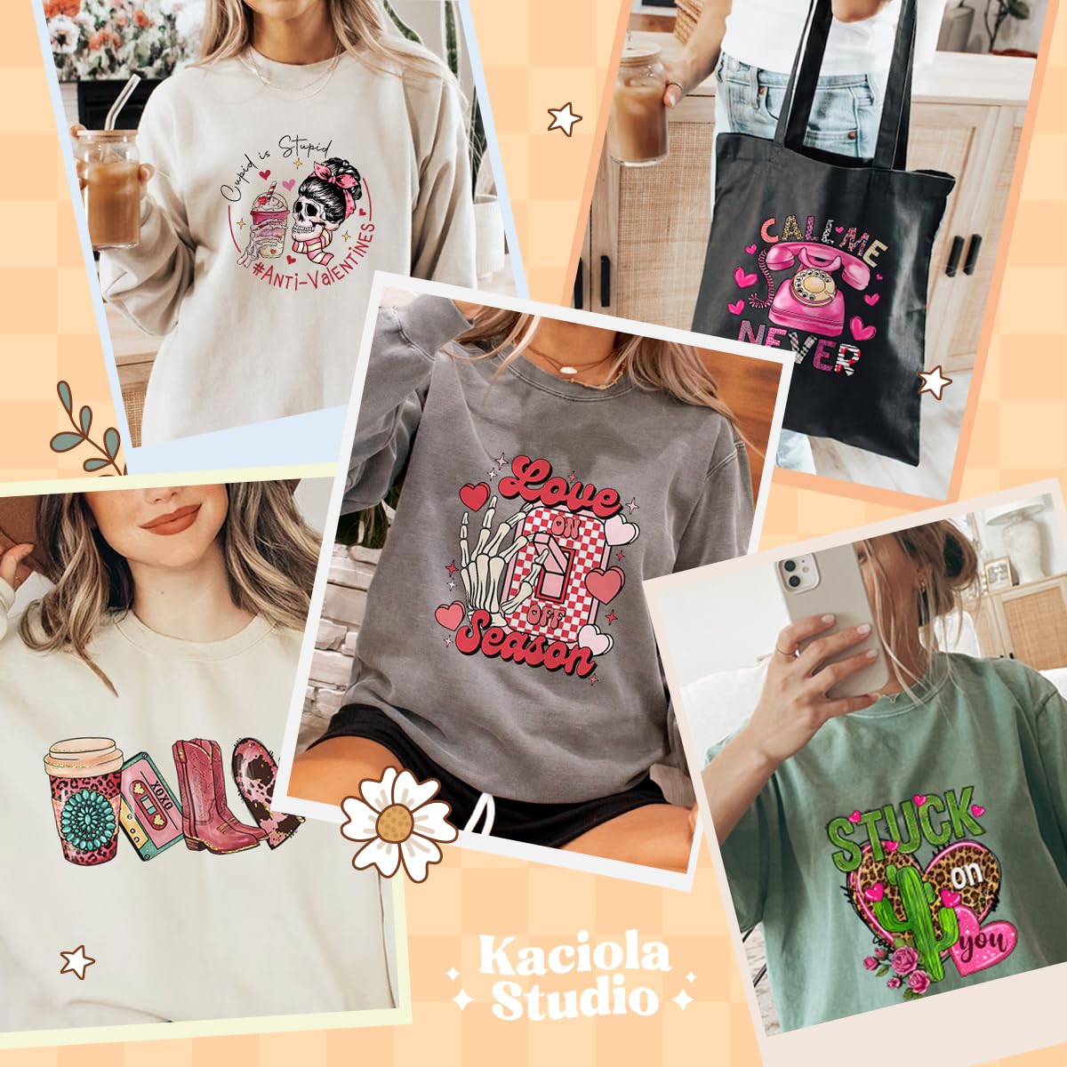 Kaciola Valentine's Day Iron On Transfers - 30 Sheets DTF Heat Transfer Stickers for T-Shirts & Hoodies | Pink Heart Decals for DIY Crafts & Apparel | Perfect for Valentine's Gifts, Couple Outfits & DIY Projects
