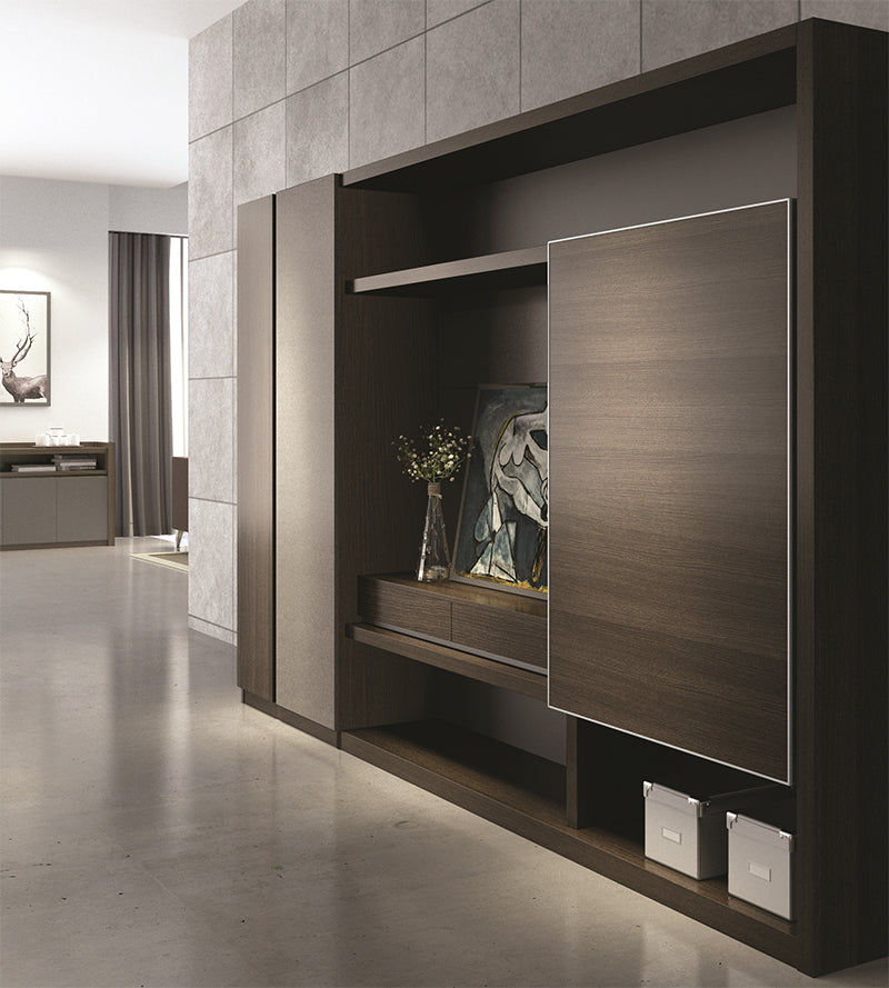 Carter Display Cabinet 2.4M Coffee & Grey - Modern Glass Showcase for Living Room, Dining Room & Office Storage - Perfect for Displaying Collectibles, China & Home Decor