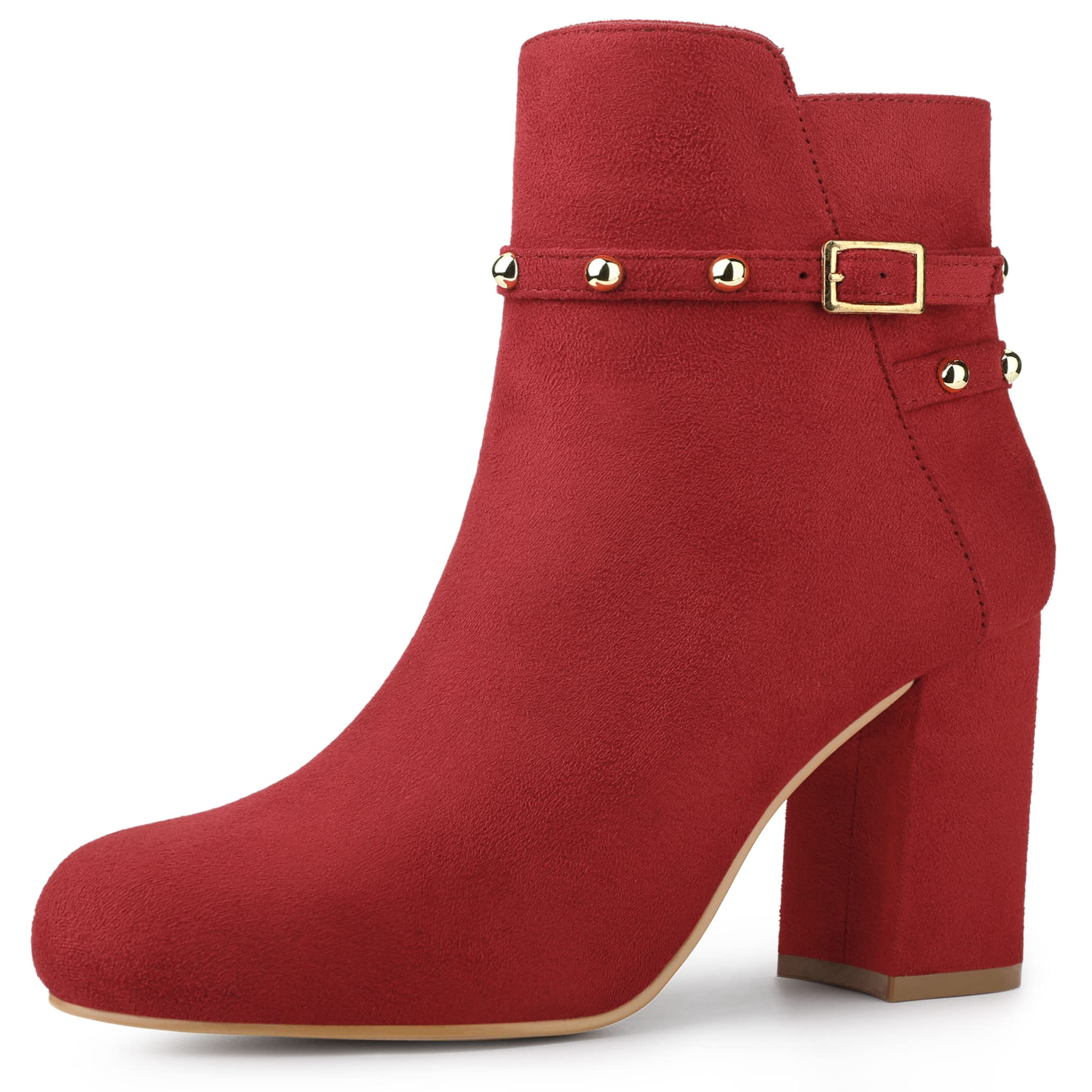 Allegra K Women's Chunky Heel Ankle Boots with Buckle Decor - Stylish & Comfortable for Fall, Winter & Casual Outfits