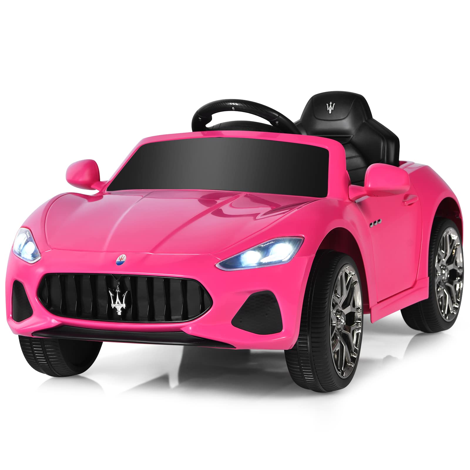 HONEY JOY 12V Kids Ride On Car - Licensed Maserati GranCabrio Pink Electric Toy Car with Remote Control, Spring Suspension, LED Lights & Double Doors - 4 Wheel Battery Powered Vehicle for Boys & Girls - Perfect for Birthday Gifts, Outdoor Play & Indoor Fun (Pink)