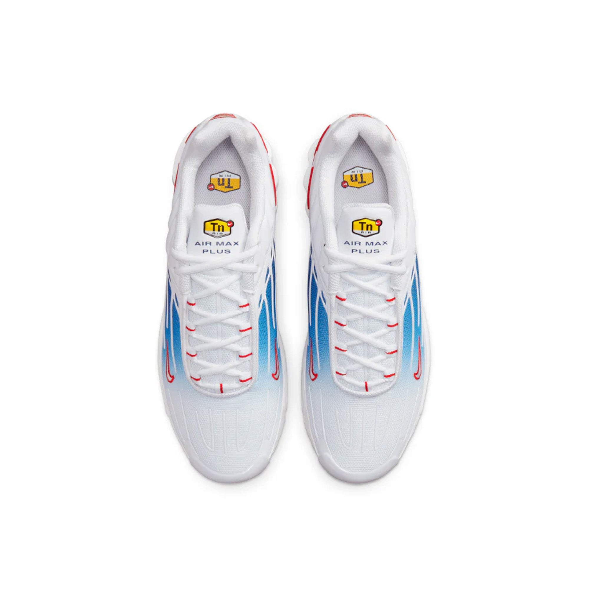 Nike Air Max Plus 3 Running Shoes - White Red Blue (2023) | Men's Cushioned Athletic Sneakers for Gym, Jogging & Everyday Wear