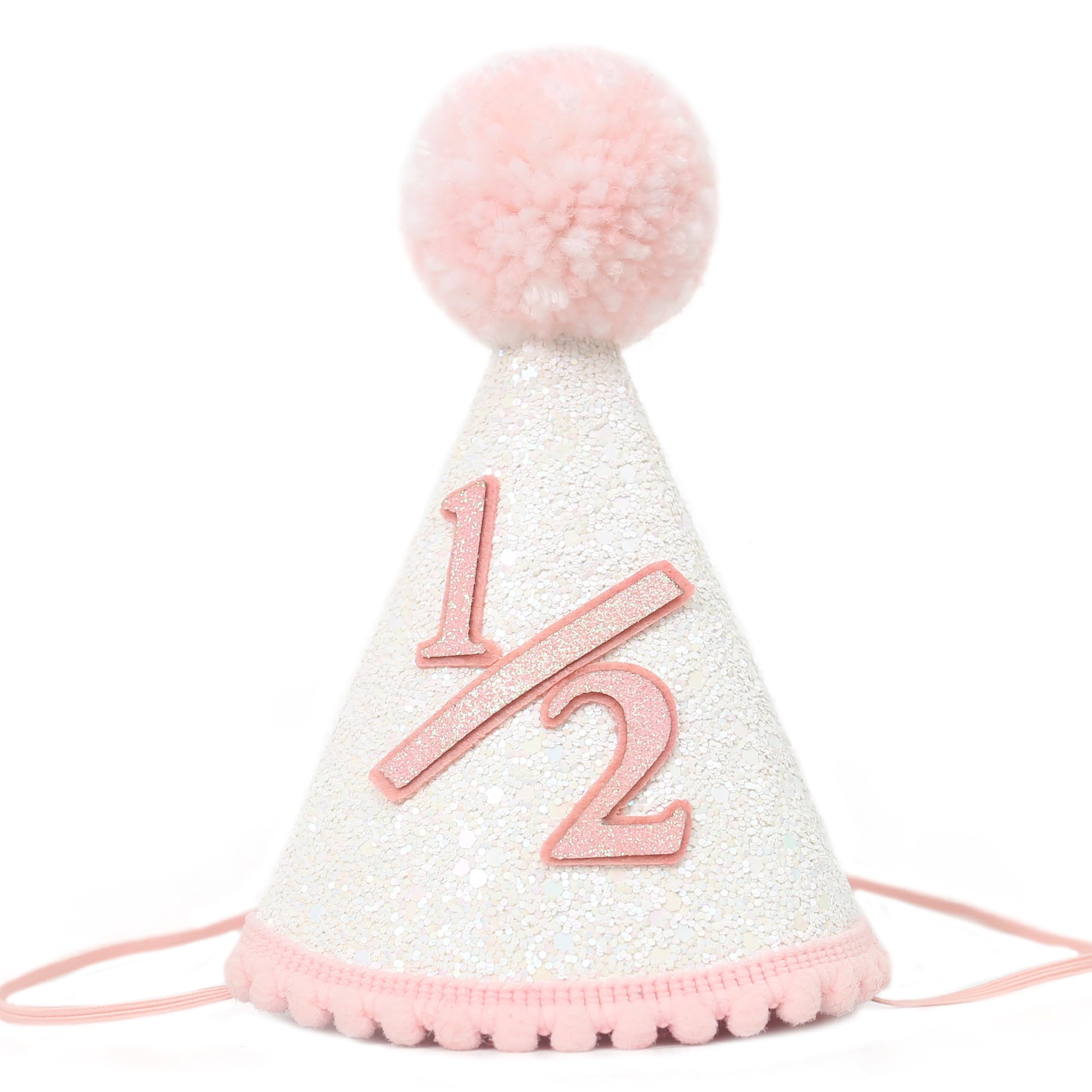 Boho Pink Cone 1/2 Birthday Party Hats for Girls - Glitter Princess Party Hat for Baby Girls & Toddlers | Perfect for 1st Birthday, Half Birthday Celebrations, Princess Themed Parties & Photo Shoots